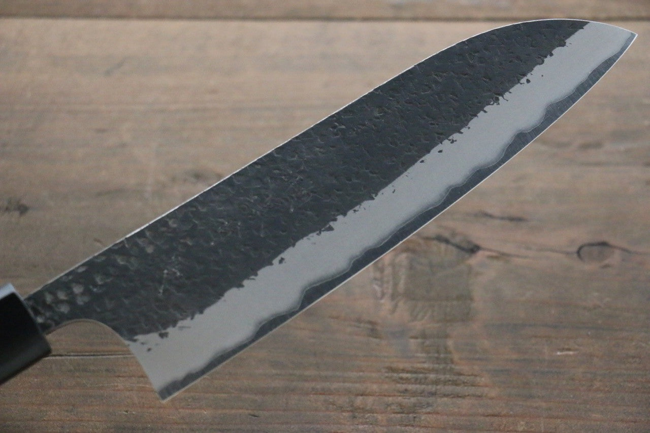 Yu Kurosaki Blue Super Clad Hammered Kurouchi Santoku Japanese Chef Knife 180mm - Seisuke Knife