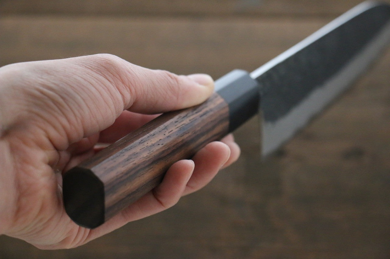 Yu Kurosaki Blue Super Clad Hammered Kurouchi Santoku Japanese Chef Knife 180mm - Seisuke Knife