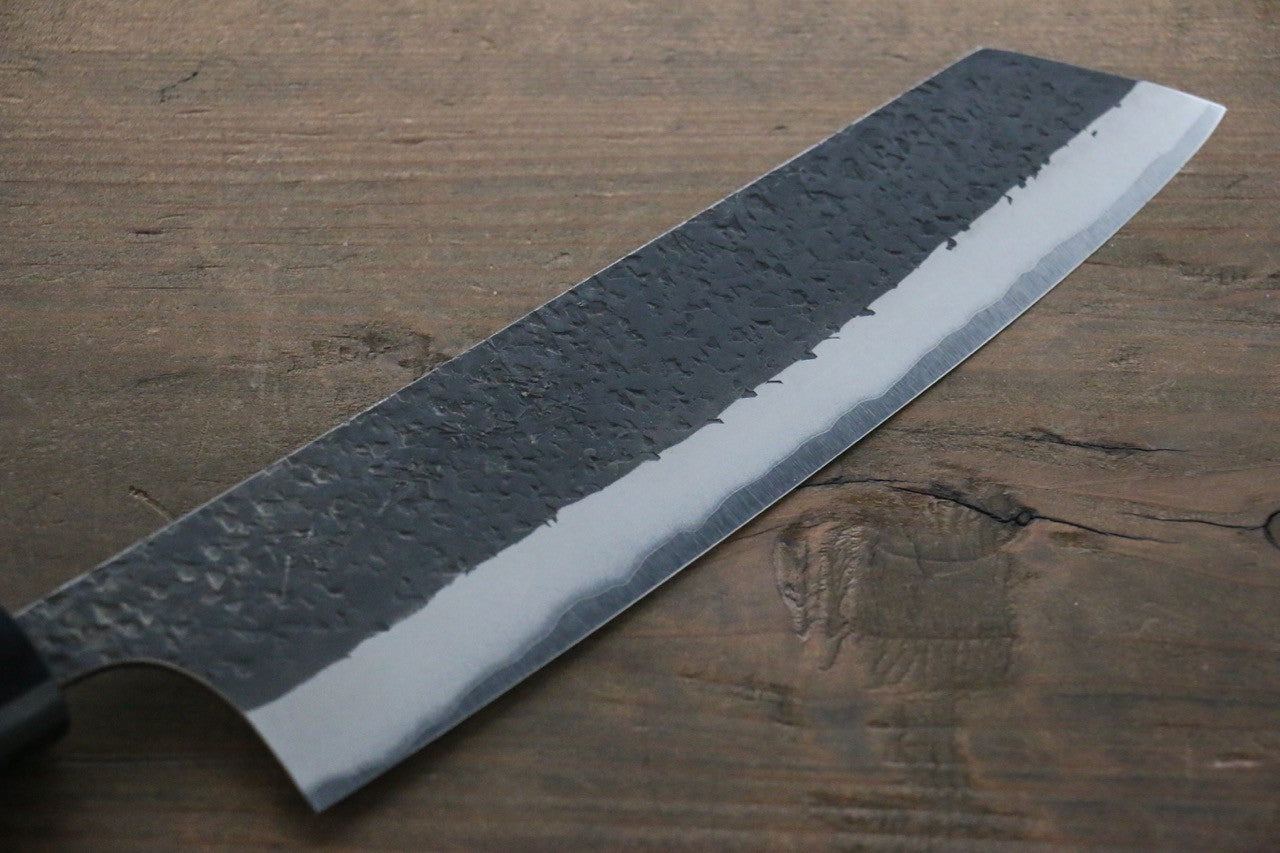 Yu Kurosaki Blue Super Clad Hammered Kurouchi Bunka Japanese Chef Knife 180mm - Seisuke Knife