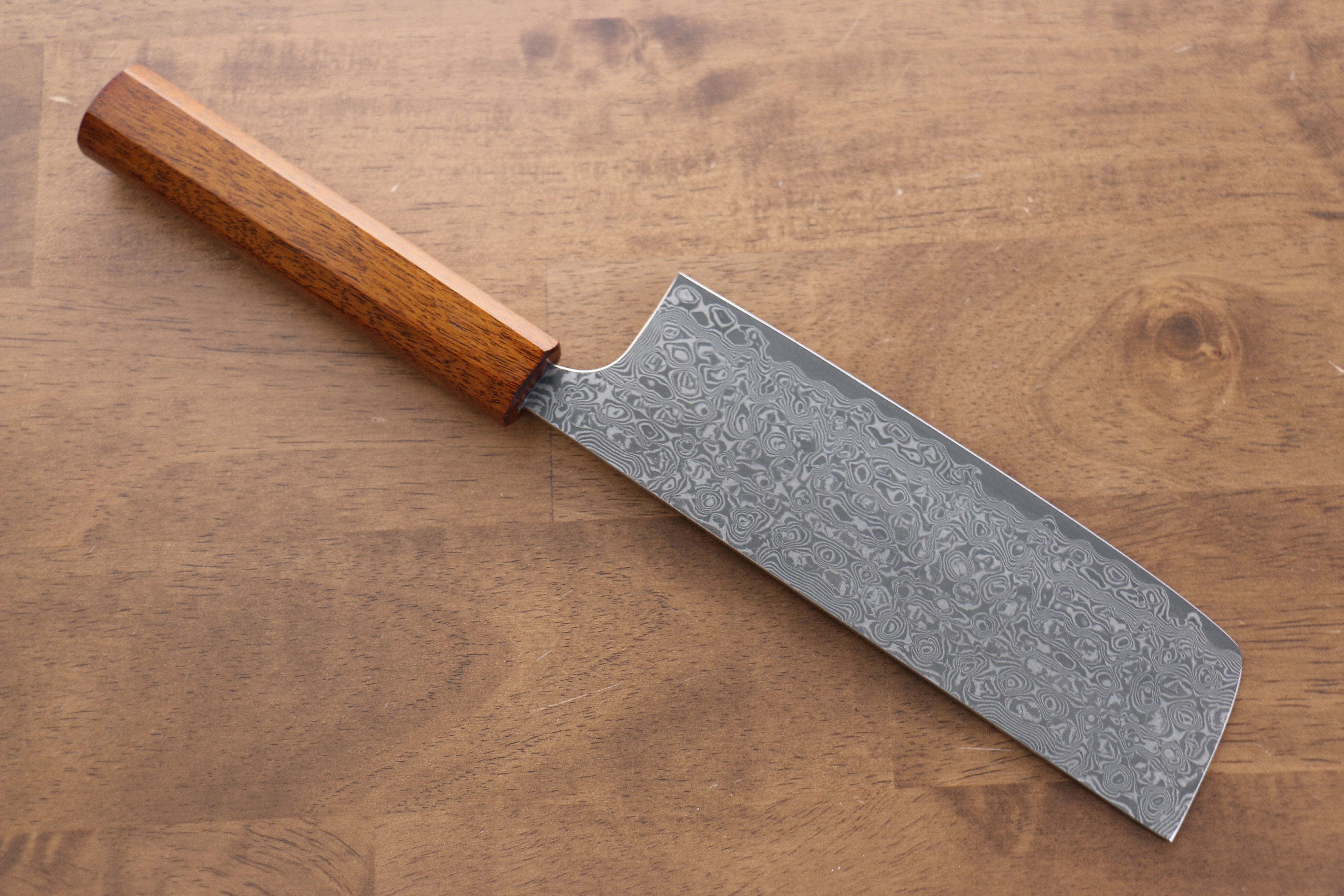 Yoshimi Kato VG10 Damascus Nakiri 165mm with Lacquered Black Persimmon Handle - Seisuke Knife