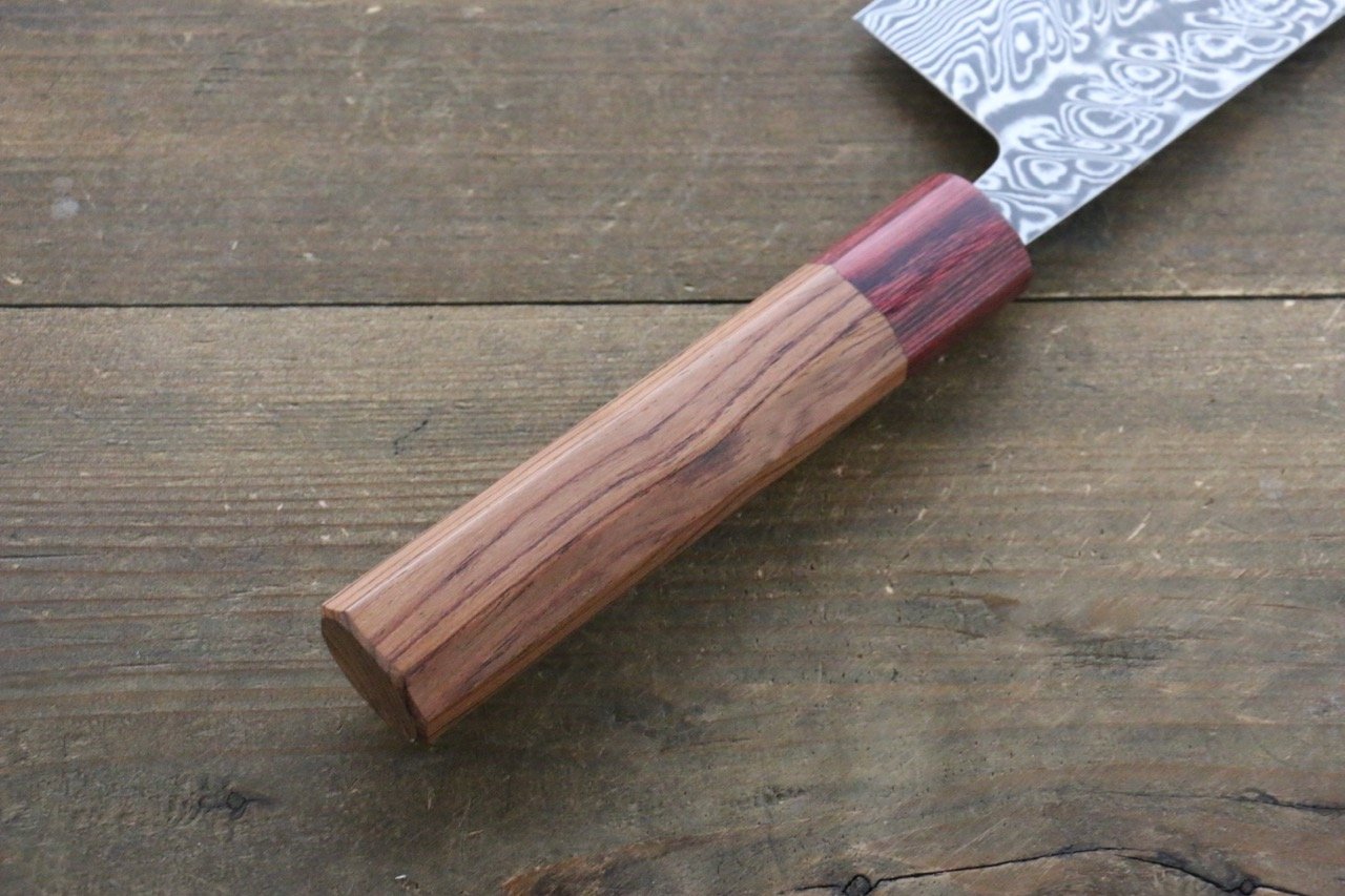 Yoshimi Kato SG2 Black Damascus Nakiri 165mm Red Honduras Handle - Seisuke Knife