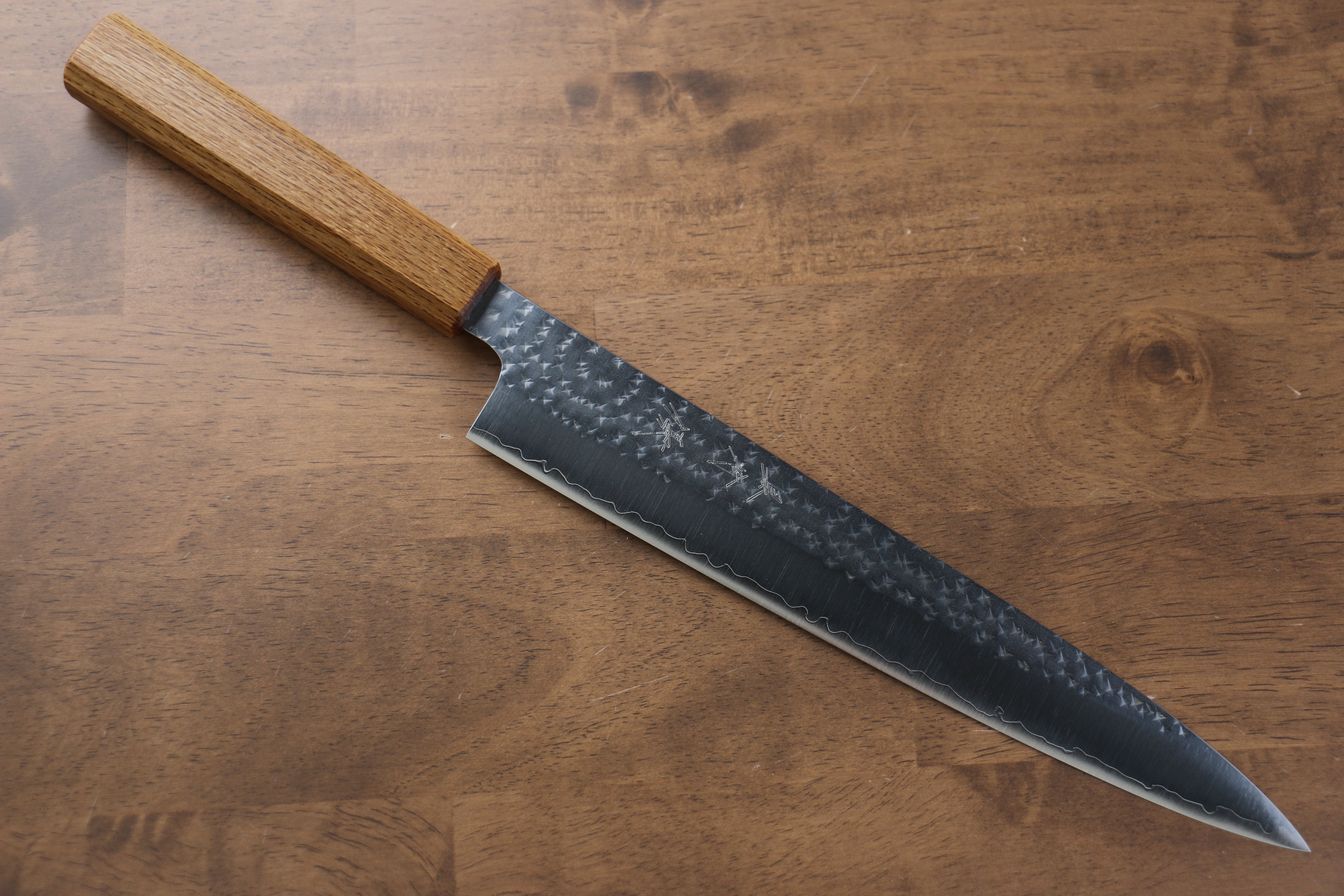 Yu Kurosaki Senko SG2 Hammered Sujihiki 240mm Live oak Lacquered Handle - Seisuke Knife