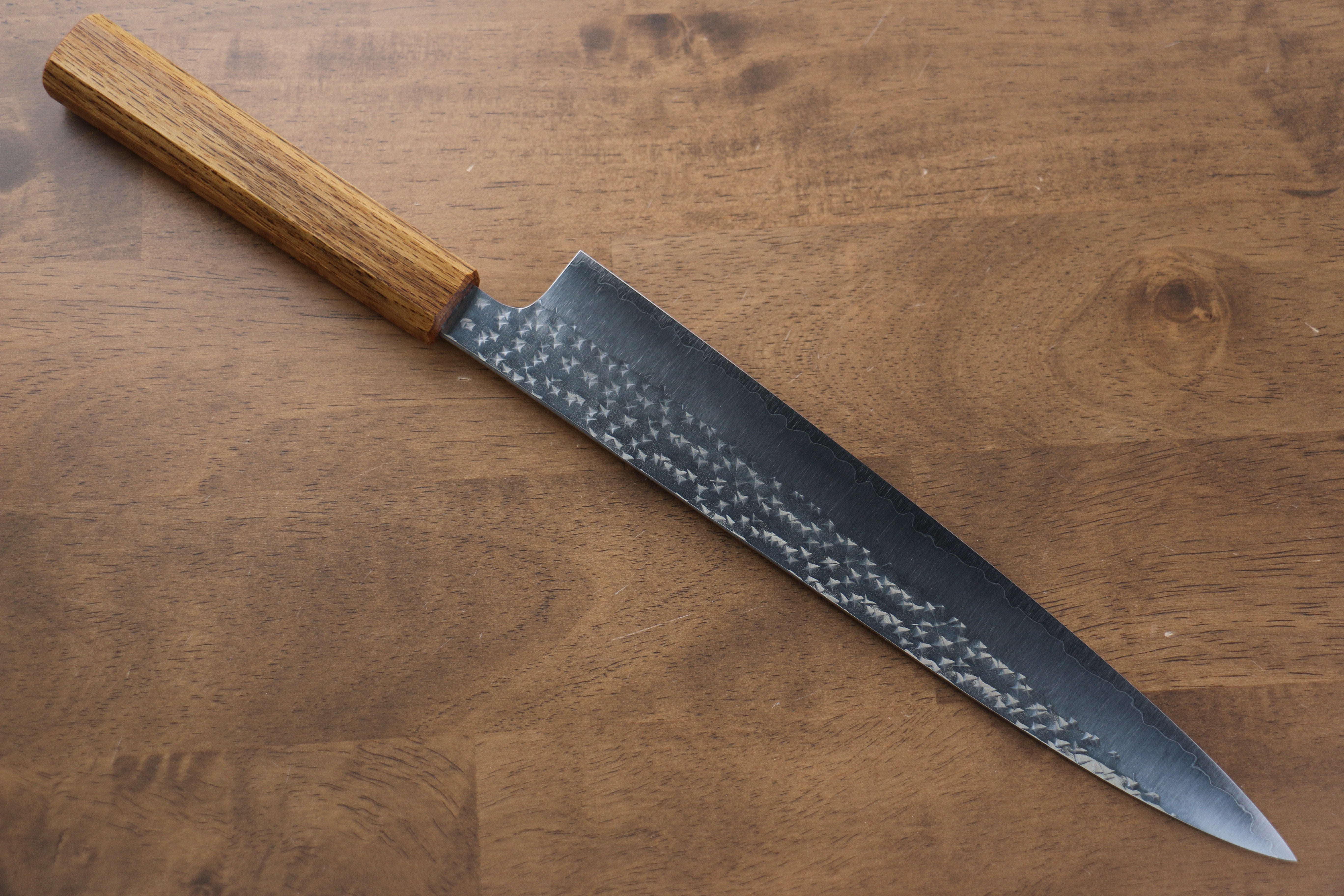 Yu Kurosaki Senko SG2 Hammered Sujihiki 240mm Live oak Lacquered Handle - Seisuke Knife