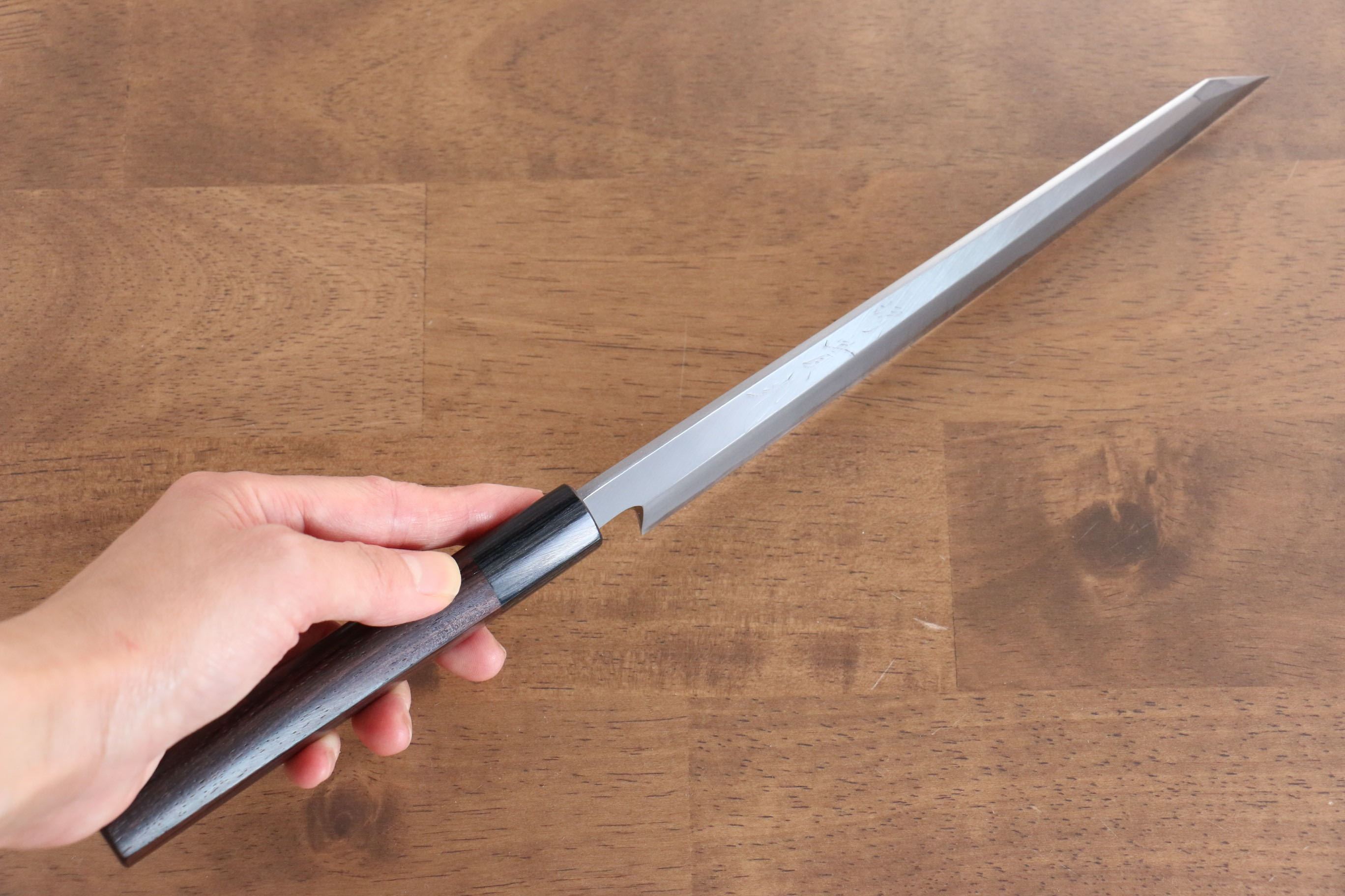 Jikko White Steel No.2 Kiritsuke Yanagiba 210mm Shitan Handle - Seisuke Knife