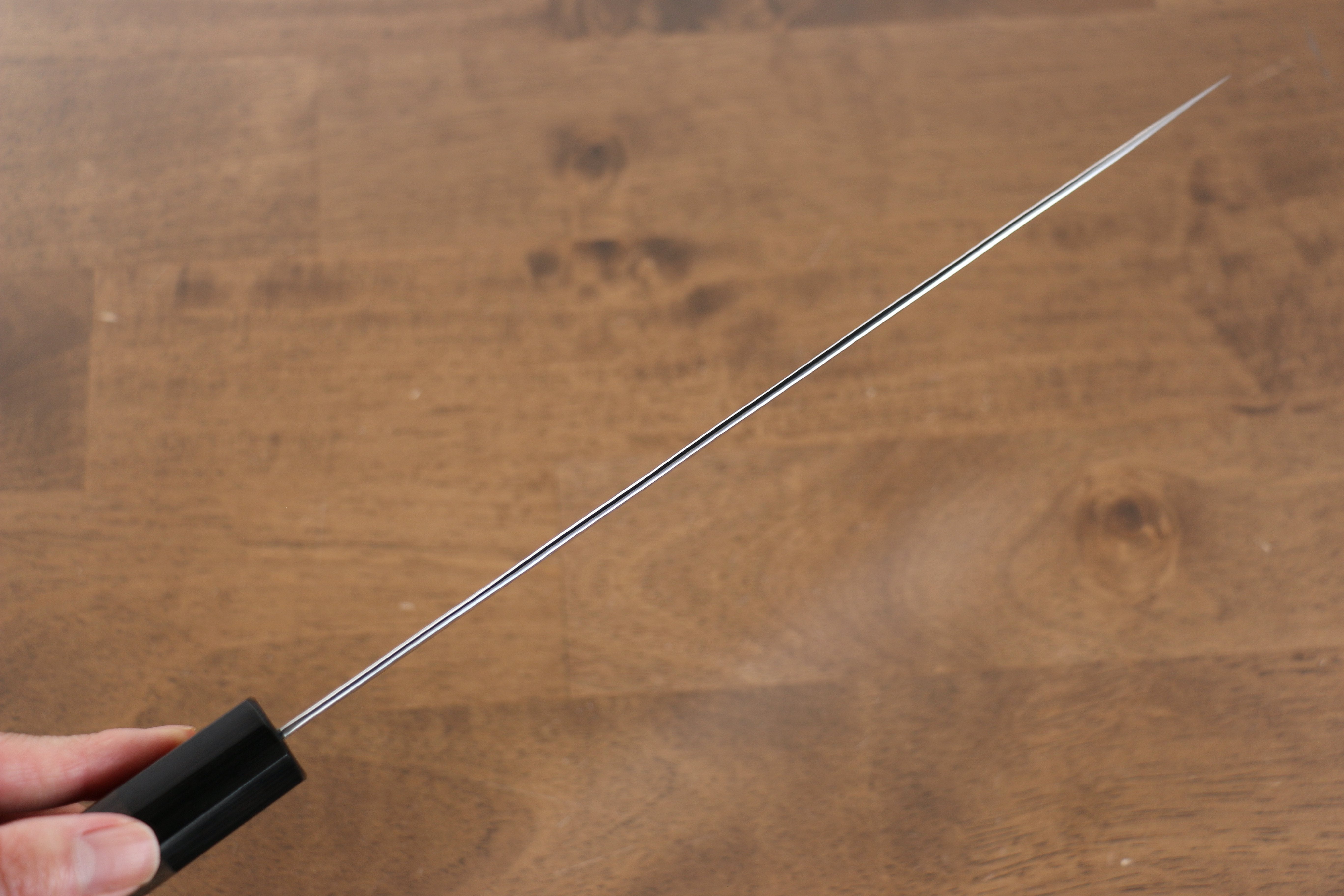 Yu Kurosaki Senko SG2 Hammered Sujihiki 240mm Shitan (ferrule: Black Pakka wood) Handle - Seisuke Knife