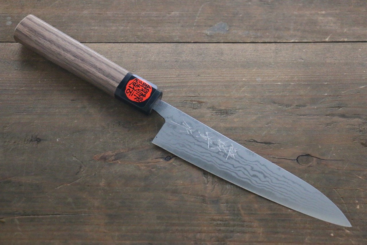 Shigeki Tanaka Blue Steel No.2 17 Layer Damascus Petty-Utility 150mm Walnut Handle - Seisuke Knife