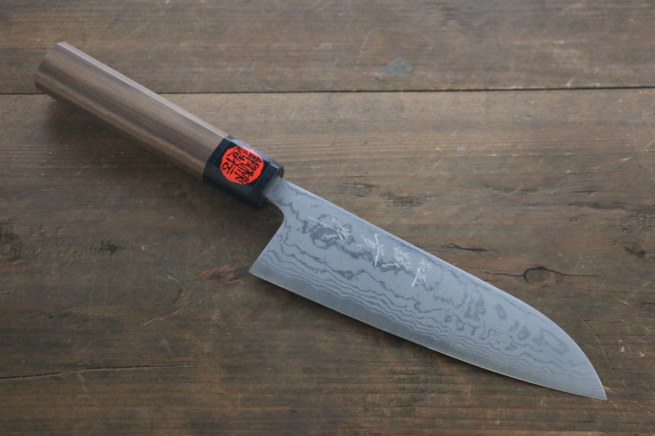 Shigeki Tanaka Blue Steel No.2 Damascas Santoku Japanese Chef Knife 165mm - Seisuke Knife