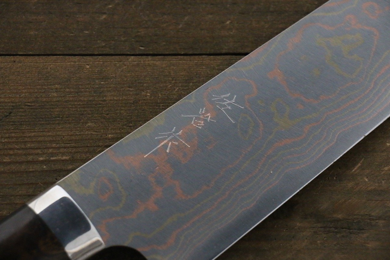 Takeshi Saji Blue Steel No.2 Colored Damascus Gyuto 240mm Ironwood Handle - Seisuke Knife