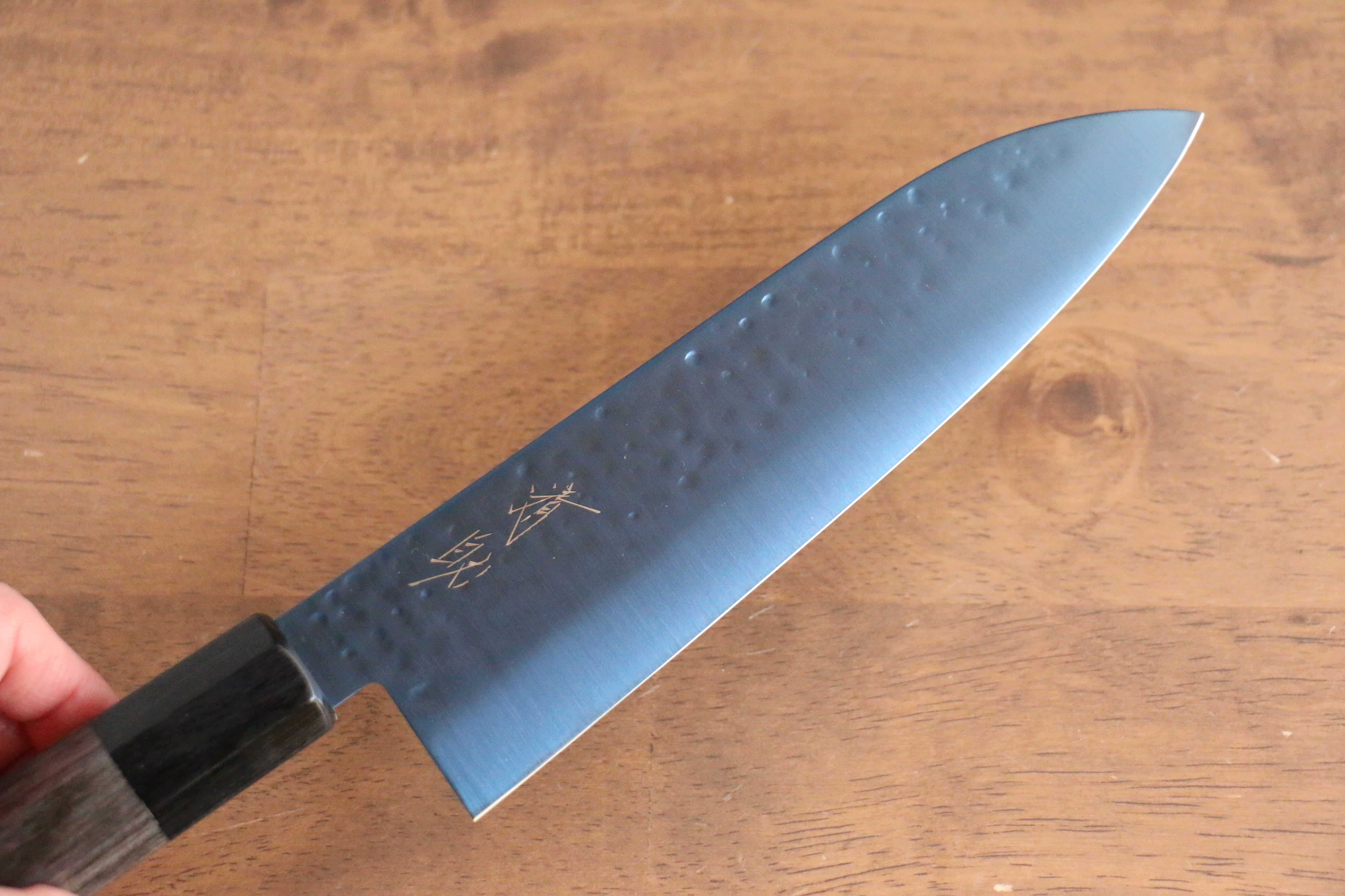 Seisuke SK-85 Ion plating Hammered Santoku 180mm Gray Pakka wood Handle - Seisuke Knife