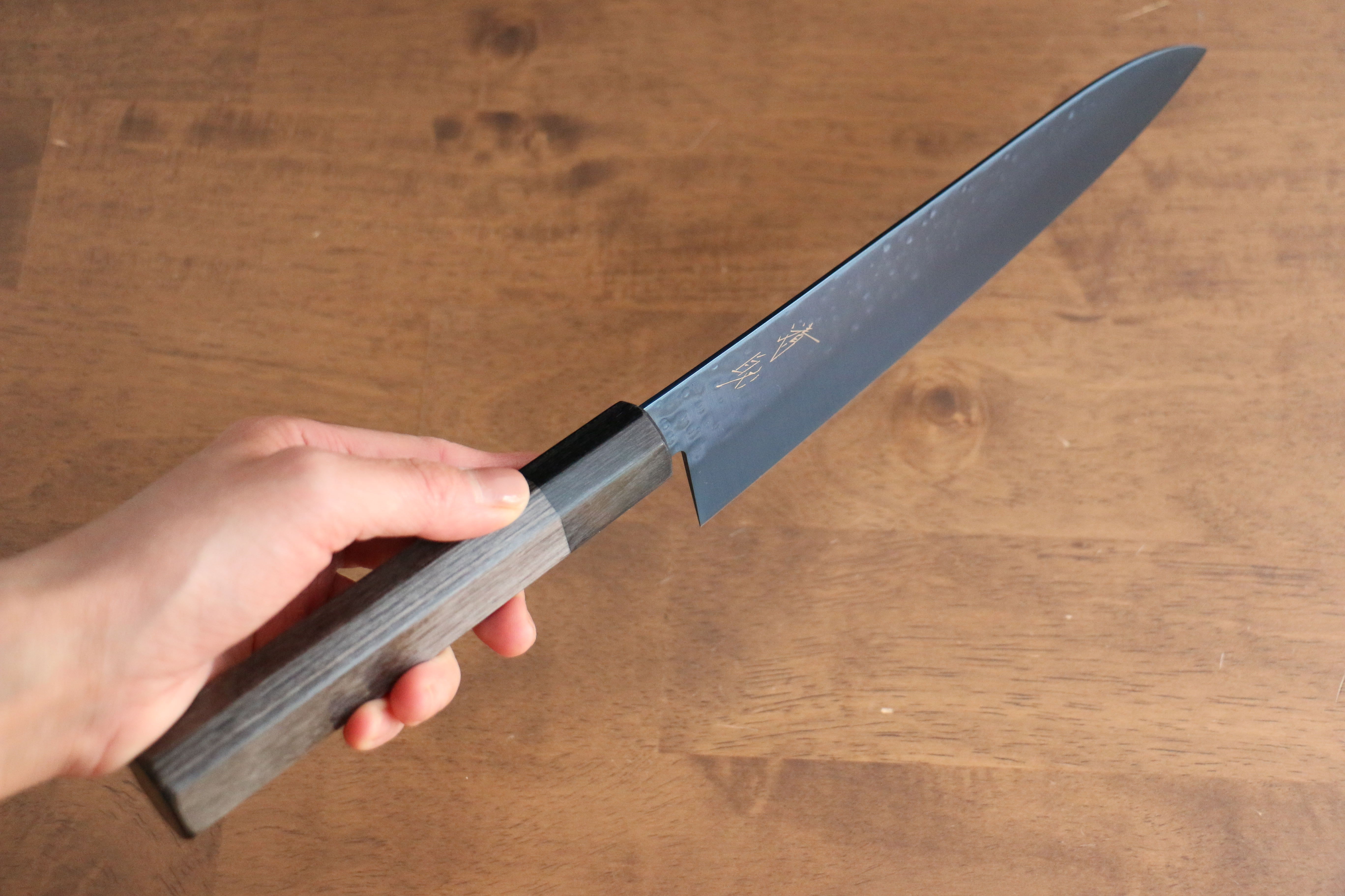 Seisuke SK-85 Ion plating Hammered Gyuto 210mm Gray Pakka wood Handle - Seisuke Knife