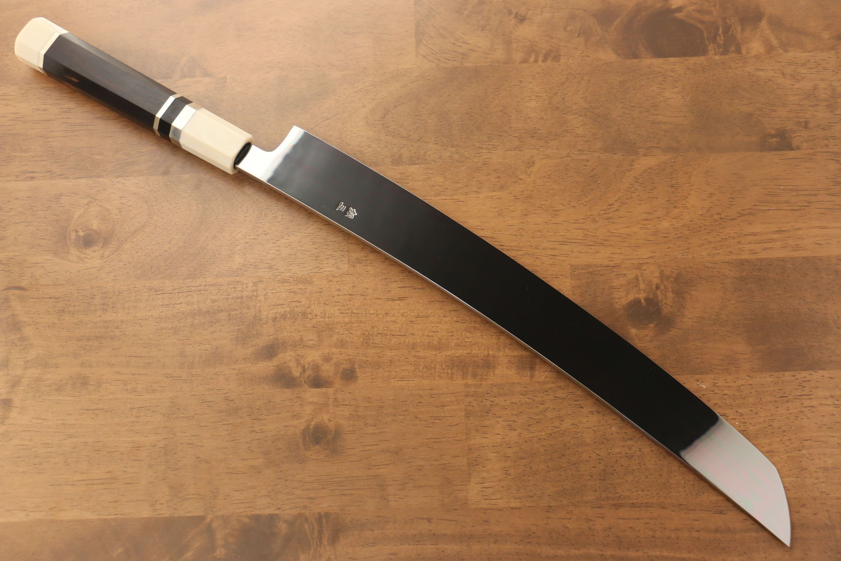 Jikko Silver Steel No.3 Sakimaru Yanagiba 360mm Ebony with Ring Handle - Seisuke Knife