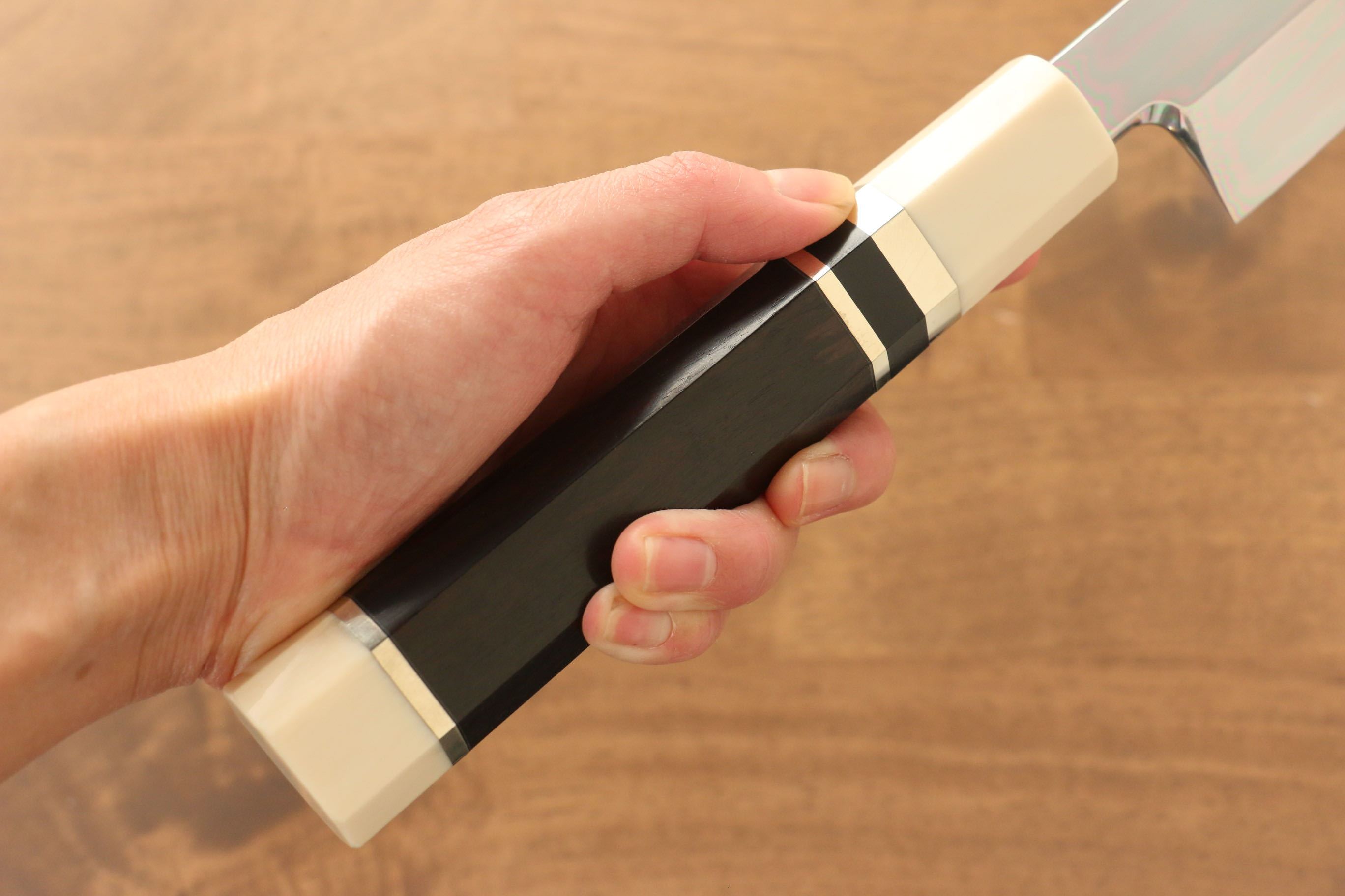 Jikko Silver Steel No.3 Sakimaru Yanagiba 360mm Ebony with Ring Handle - Seisuke Knife