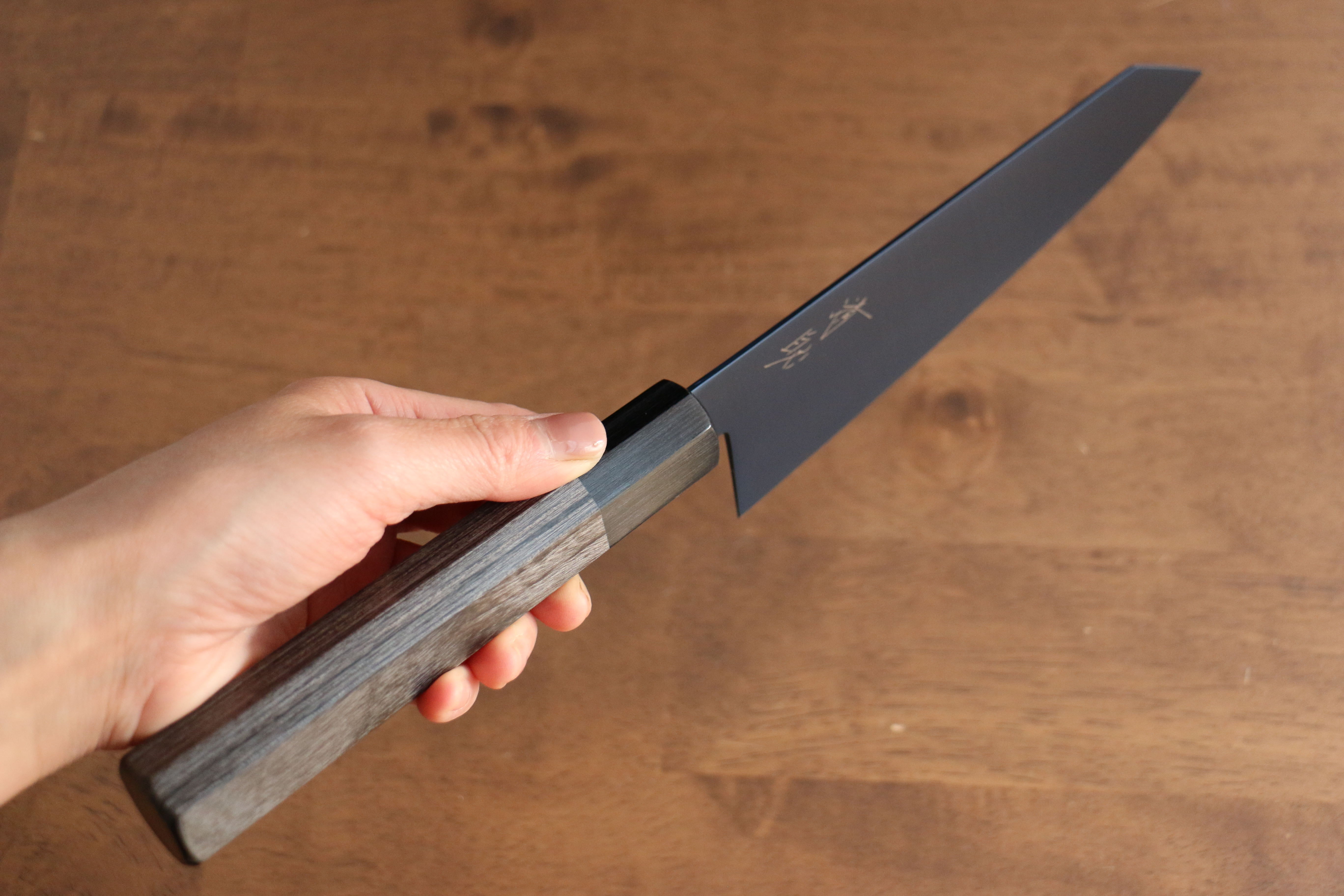 Seisuke SK-85 Ion plating Kiritsuke Santoku 180mm Gray Pakka wood Handle - Seisuke Knife