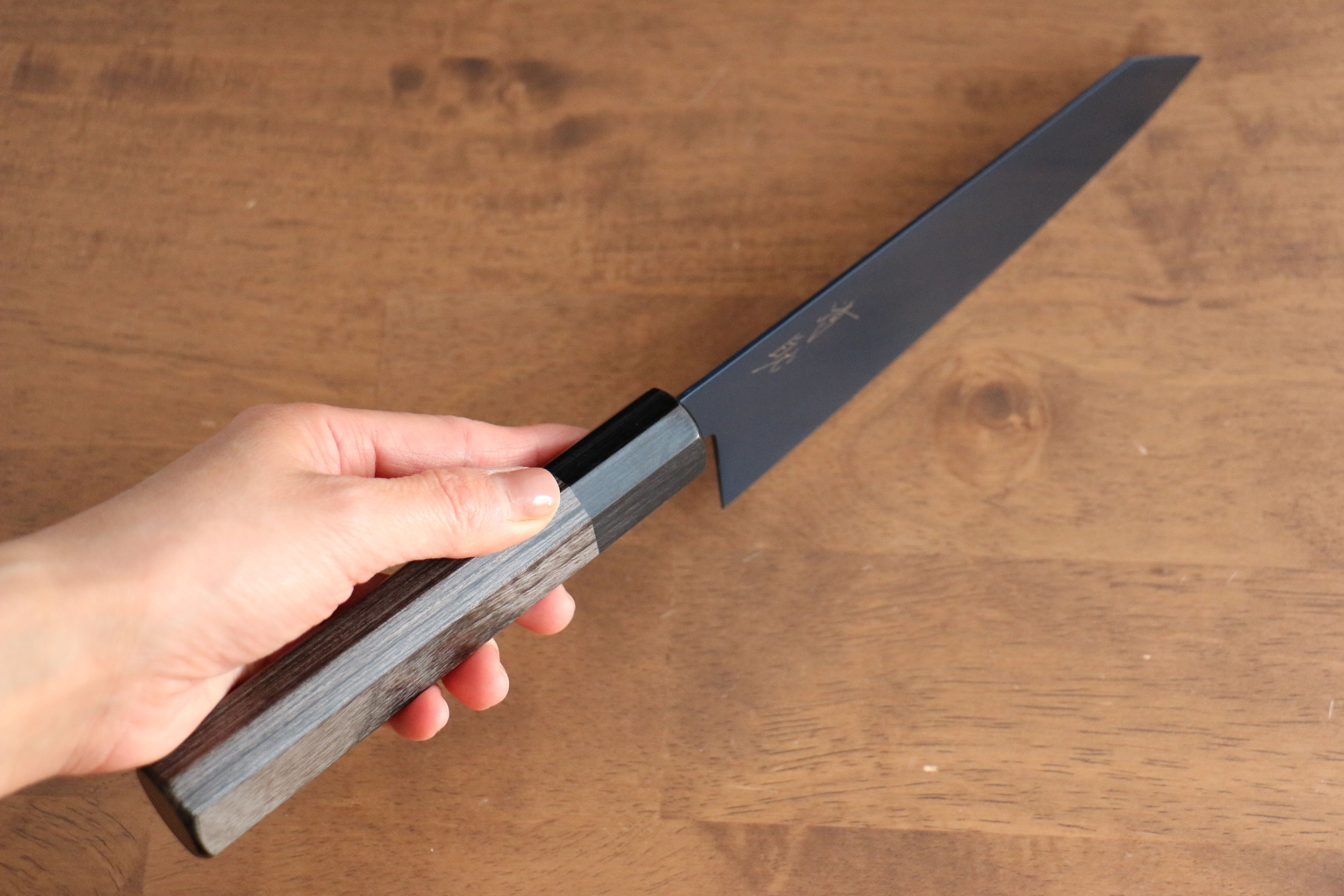 Seisuke SK-85 Ion plating Kiritsuke Santoku 180mm Gray Pakka wood Handle - Seisuke Knife