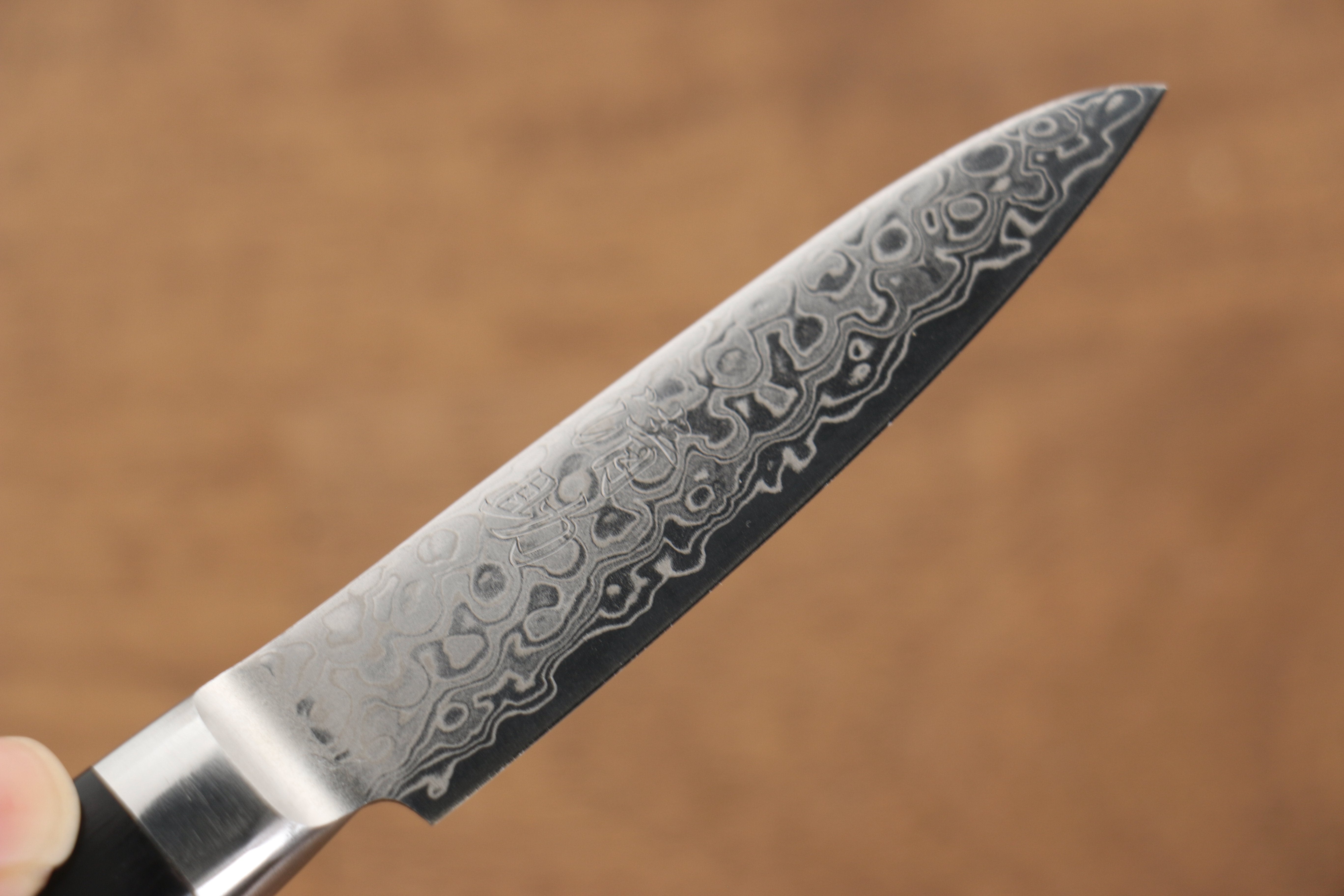 Seisuke Kagami AUS10 Migaki Damascus Petty-Utility 80mm Black Pakkawood Handle - Seisuke Knife