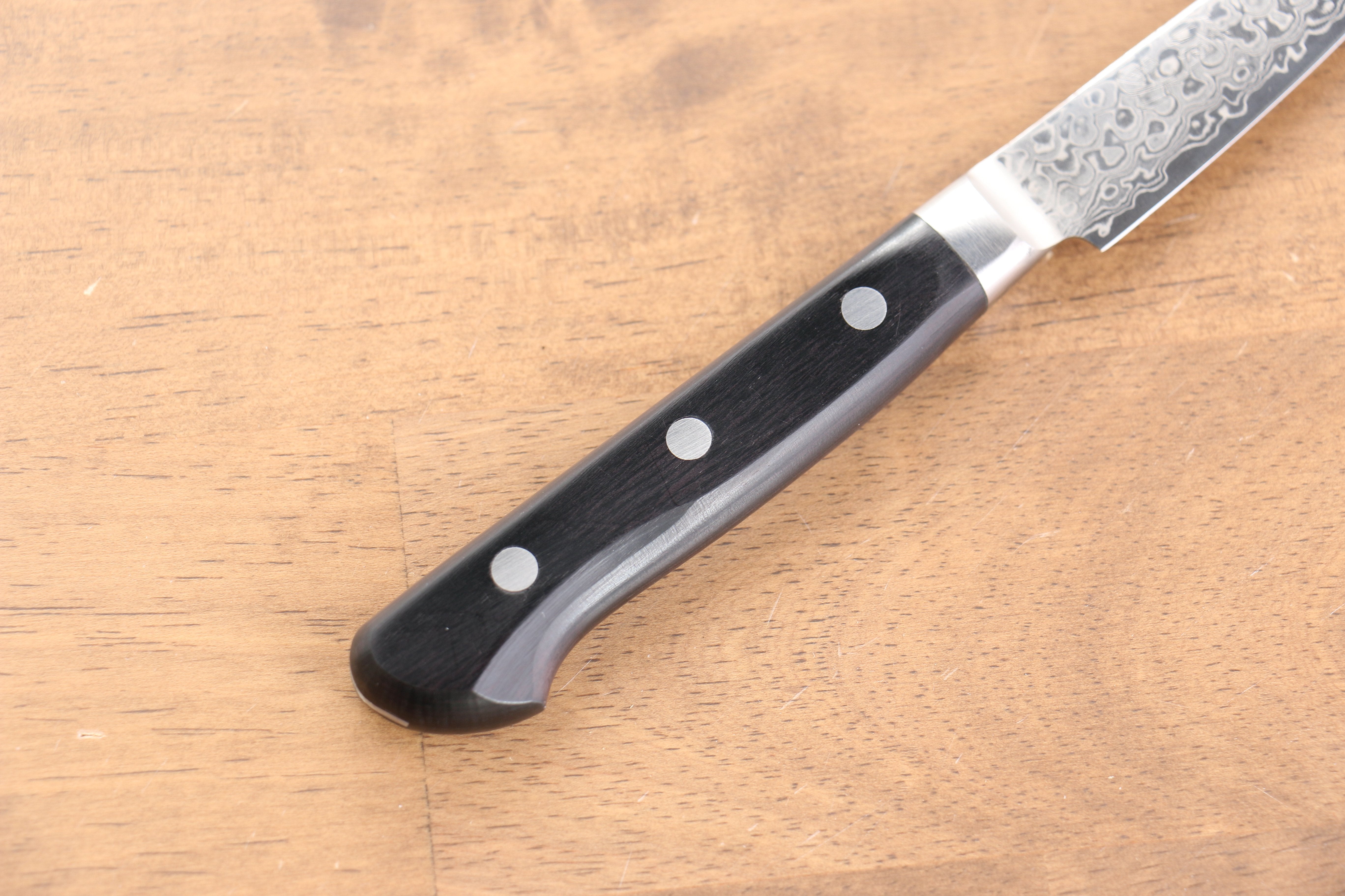Seisuke Kagami AUS10 Migaki Damascus Petty-Utility 80mm Black Pakkawood Handle - Seisuke Knife