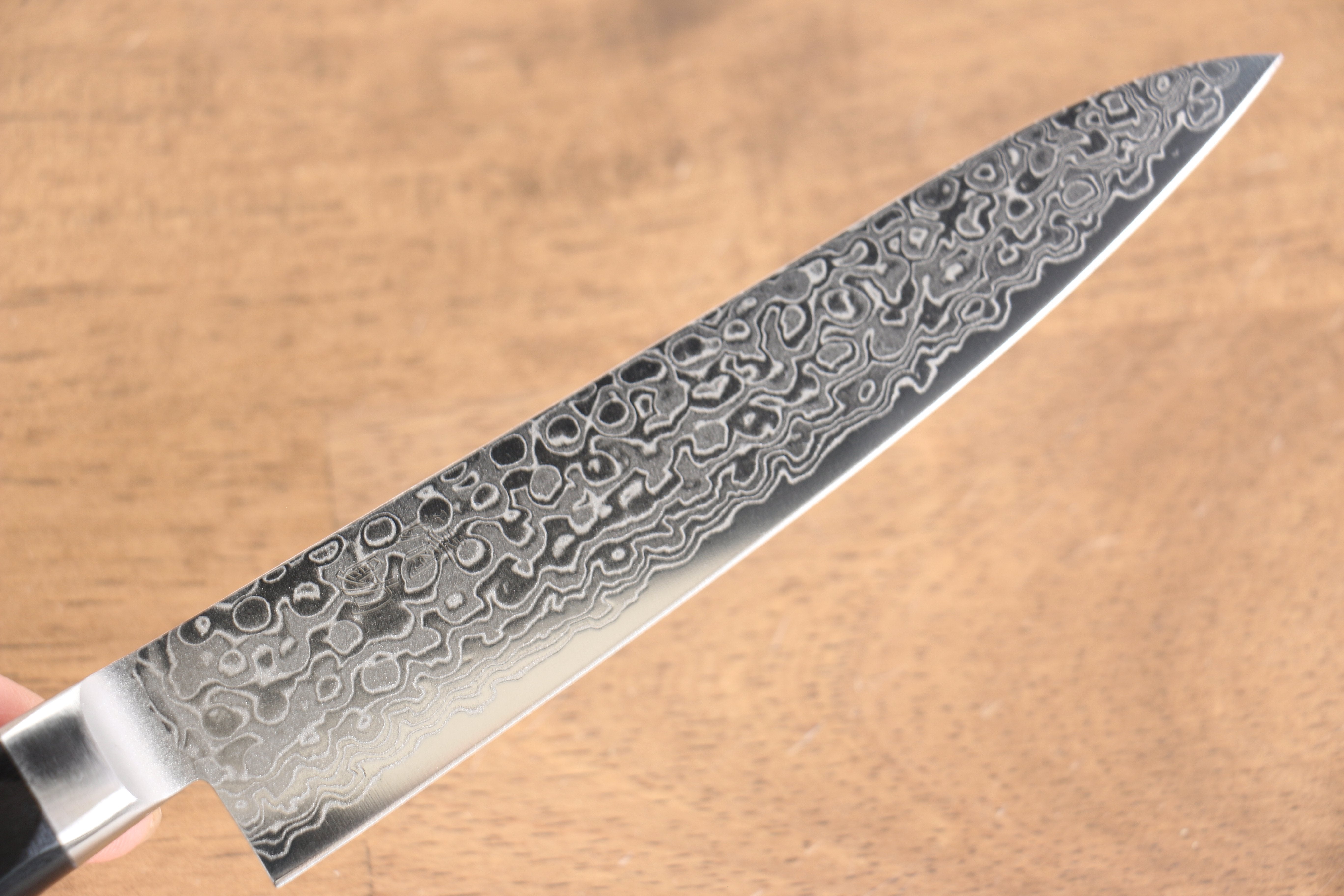 Seisuke Kagami AUS10 Migaki Damascus 45 Layer Petty-Utility 135mm Black Pakkawood Handle - Seisuke Knife