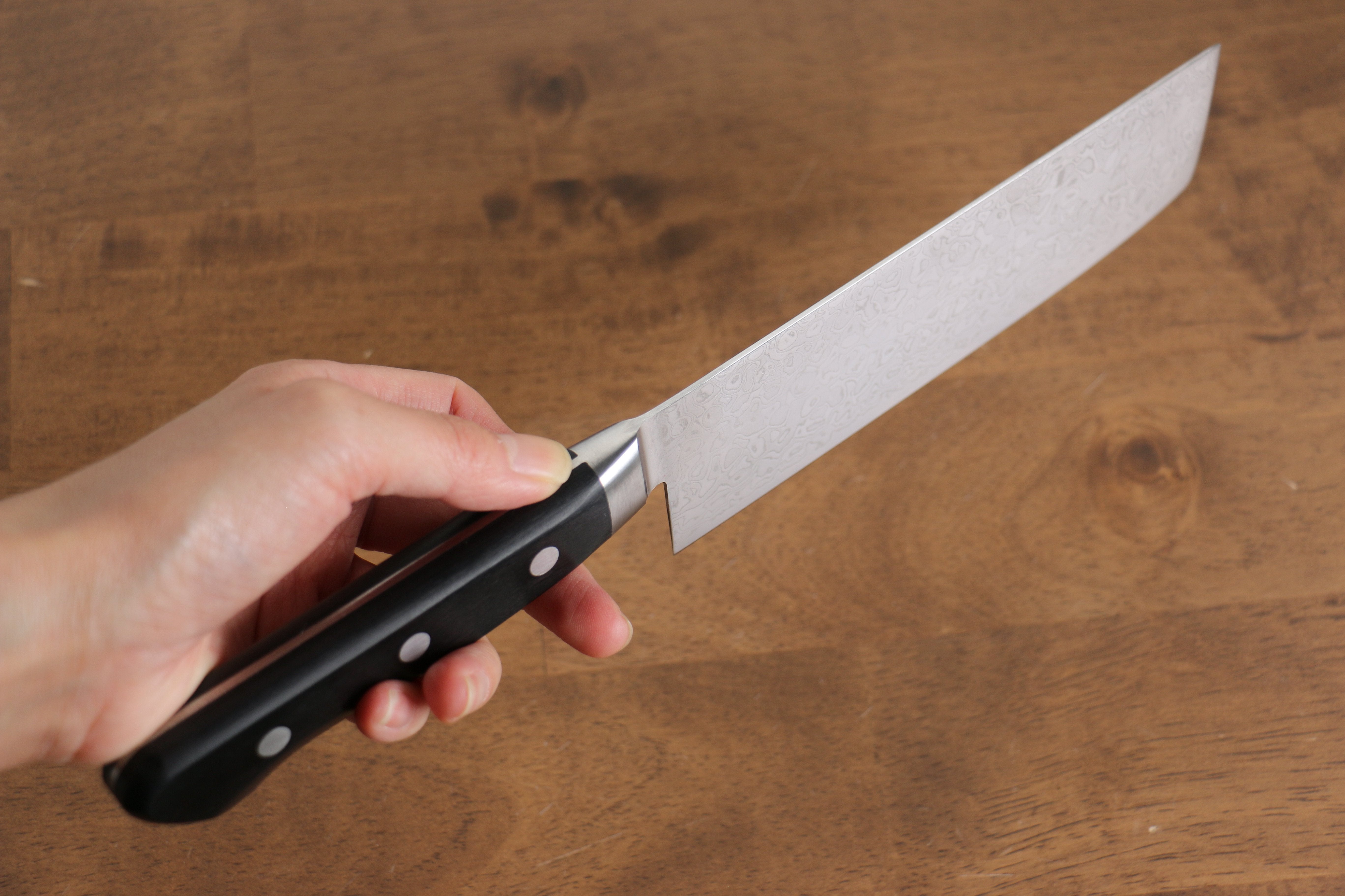 Seisuke Kagami AUS10 Mirrored Finish Damascus Nakiri 170mm Black Pakka wood Handle - Seisuke Knife
