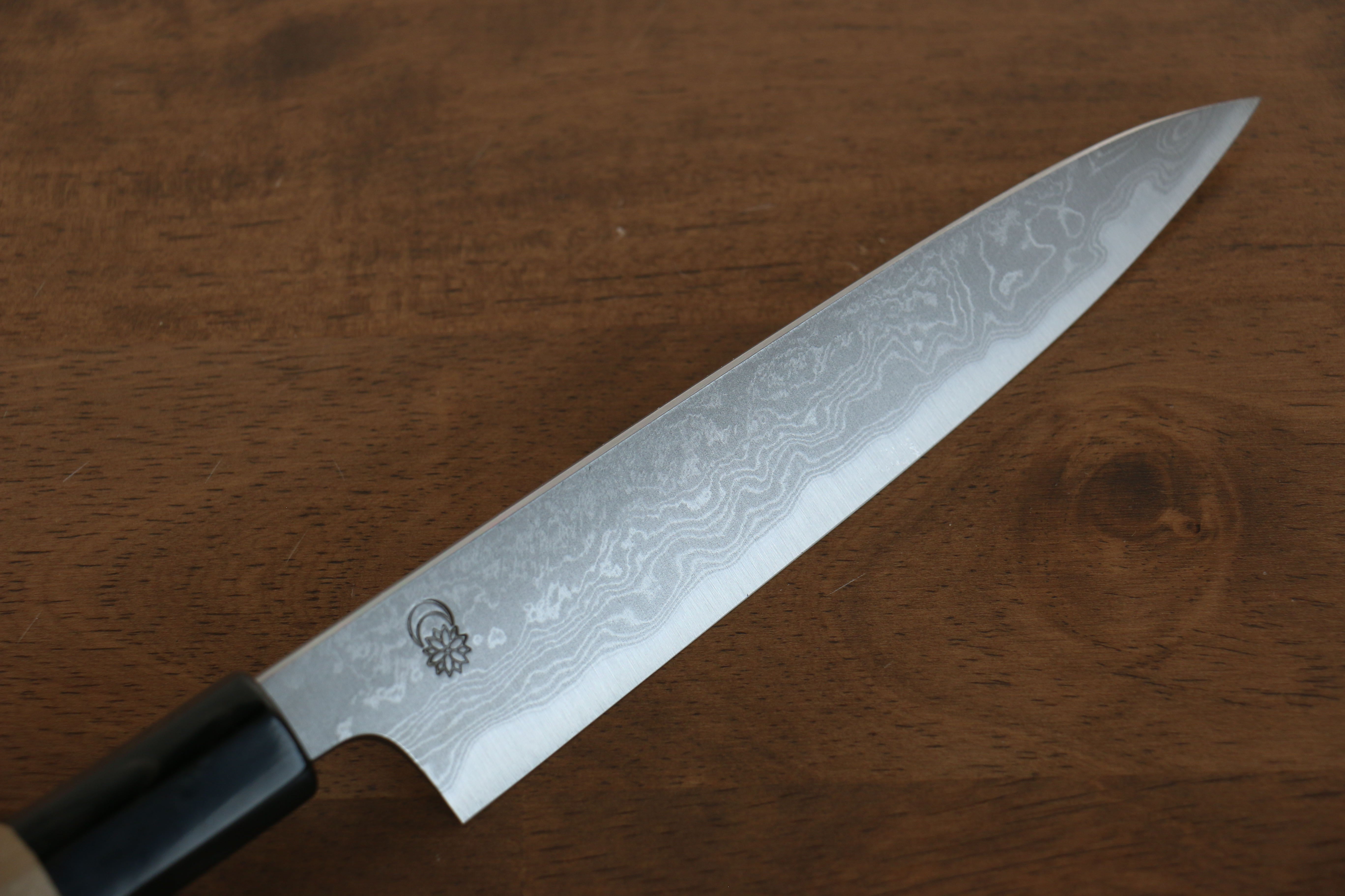 Kikuzuki Blue Steel No.1 Damascus Petty-Utility 150mm Magnolia Handle - Seisuke Knife