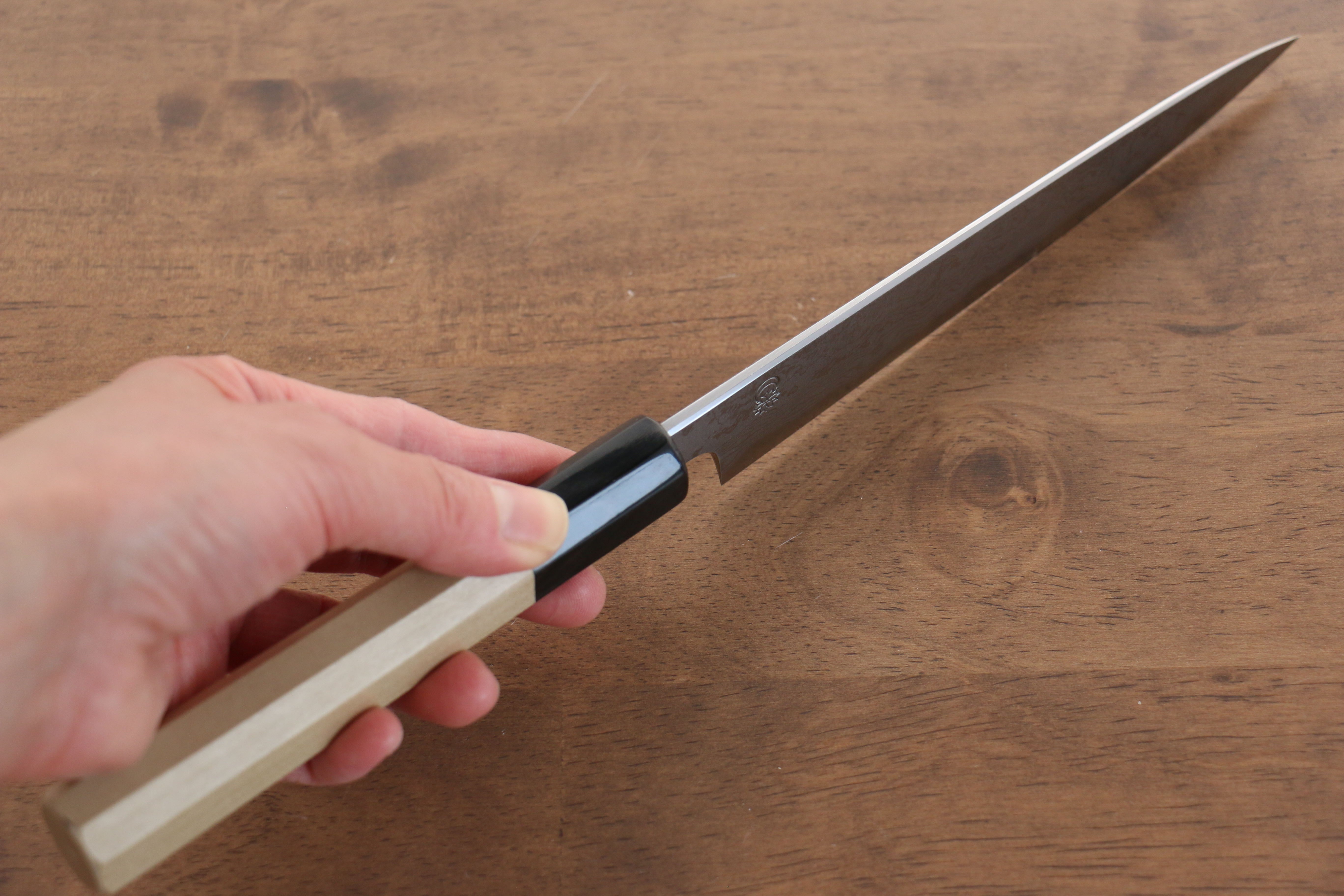 Kikuzuki Blue Steel No.1 Damascus Petty-Utility 150mm Magnolia Handle - Seisuke Knife