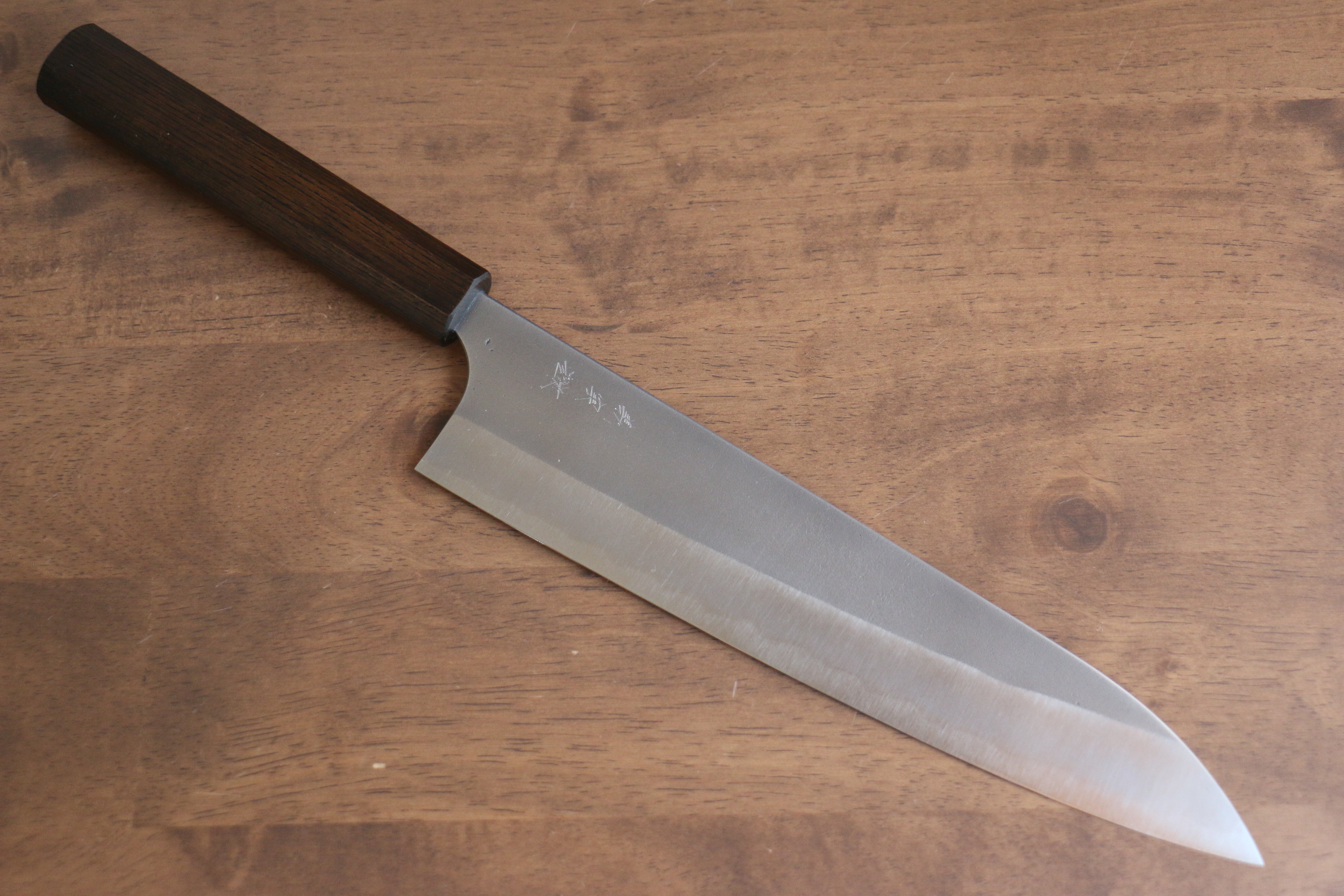 Yoshimi Kato Blue Super Nashiji Gyuto 240mm Enju Lacquered(Black��� Handle - Seisuke Knife