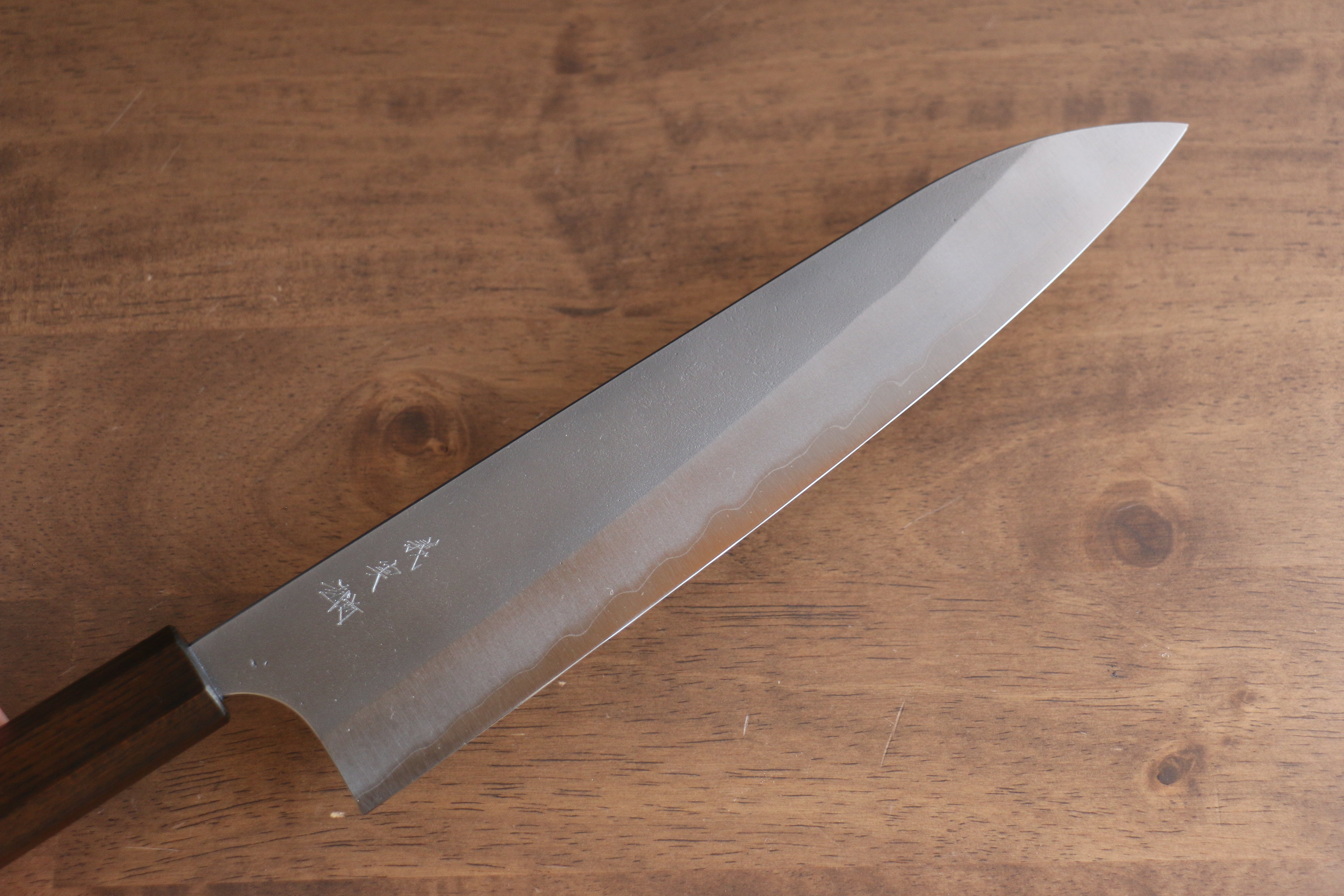 Yoshimi Kato Blue Super Nashiji Gyuto 240mm Enju Lacquered(Black��� Handle - Seisuke Knife