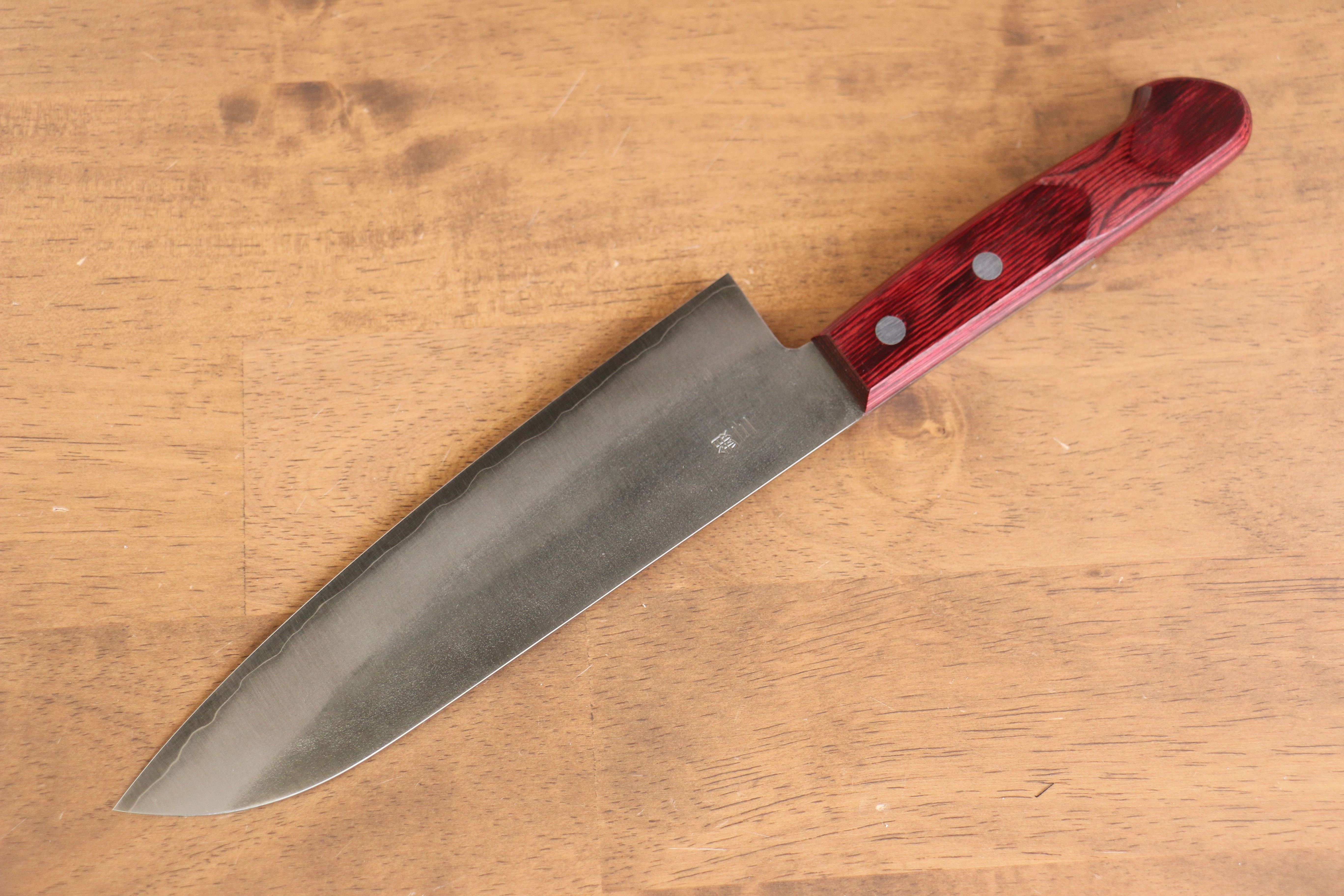 Nao Yamamoto Silver Steel No.3 Nashiji Santoku 180mm with Red Pakkawood Handle - Seisuke Knife