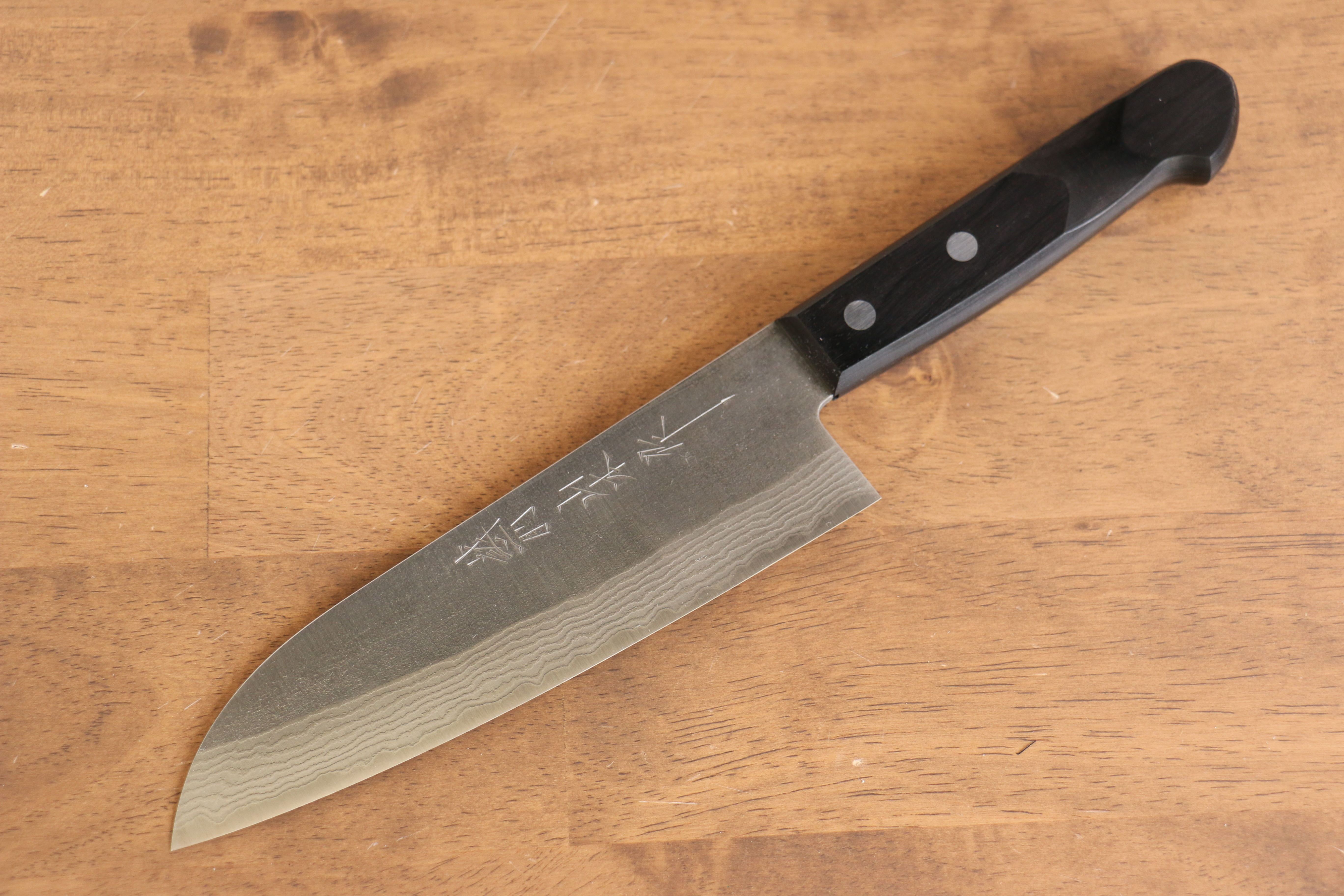 Nao Yamamoto SRS13 Nashiji Damascus Santoku 170mm Black Pakka wood Handle - Seisuke Knife