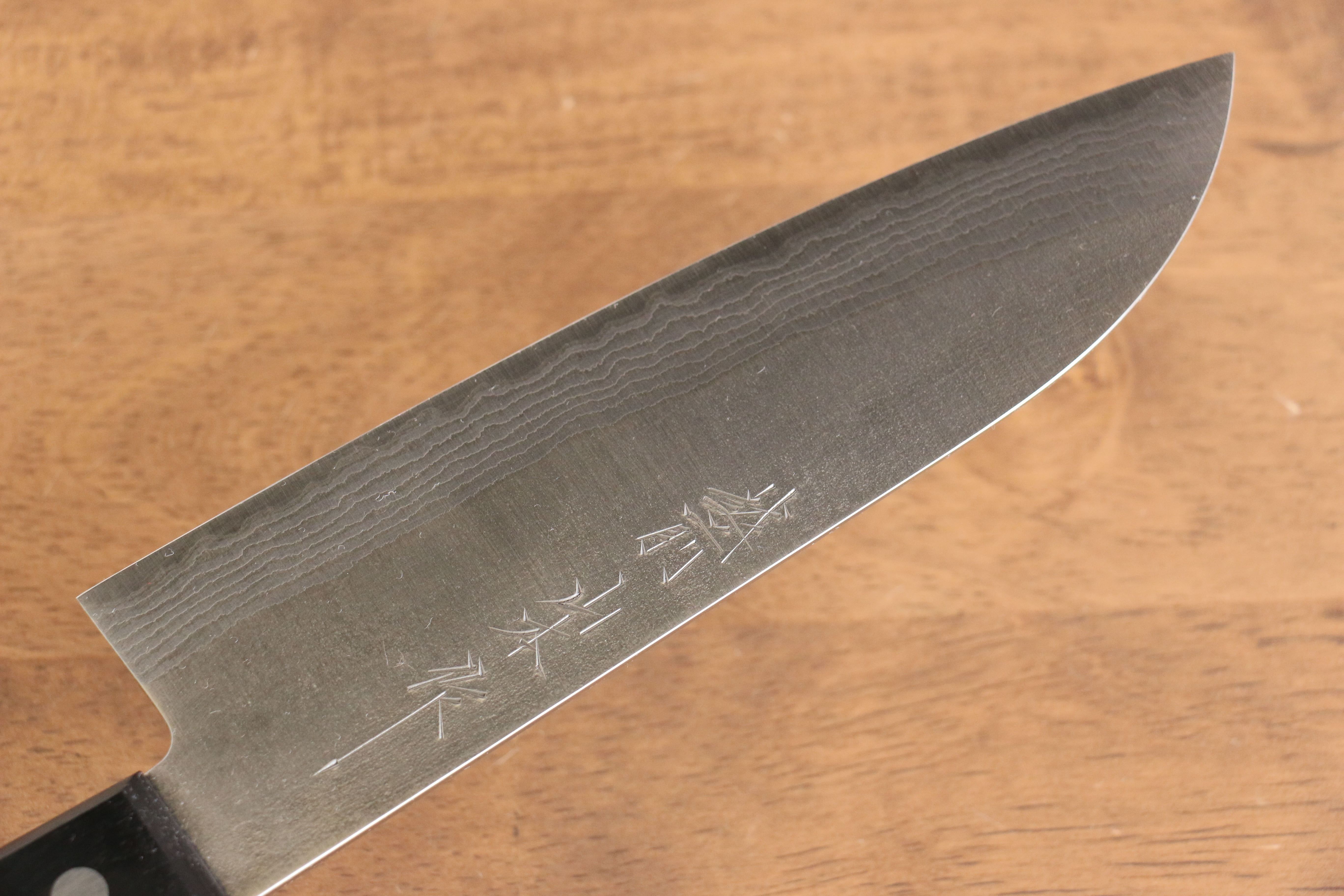 Nao Yamamoto SRS13 Nashiji Damascus Santoku 170mm Black Pakka wood Handle - Seisuke Knife