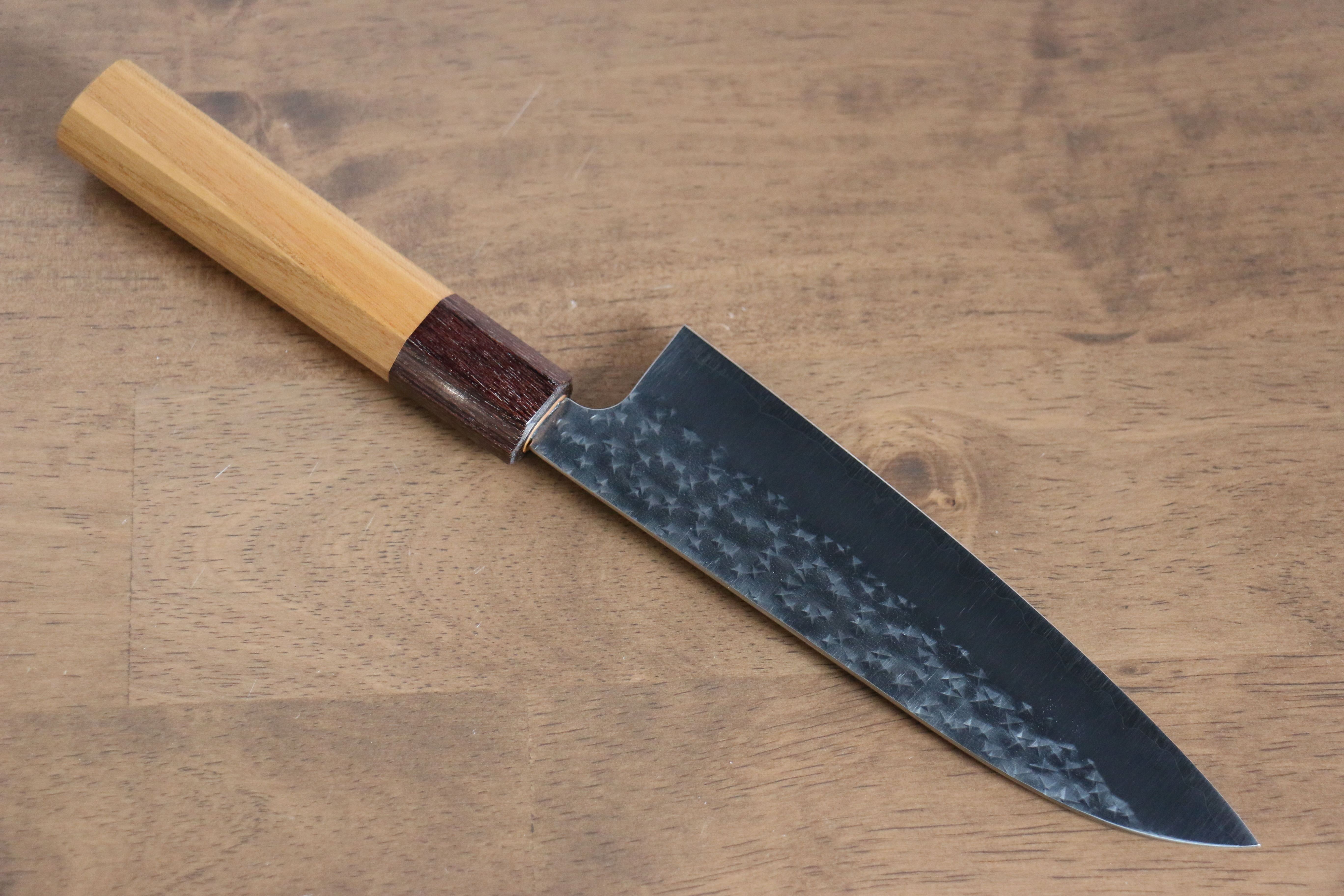 Yu Kurosaki Senko SG2 Hammered Small Santoku 150mm Keyaki Elm Handle - Seisuke Knife