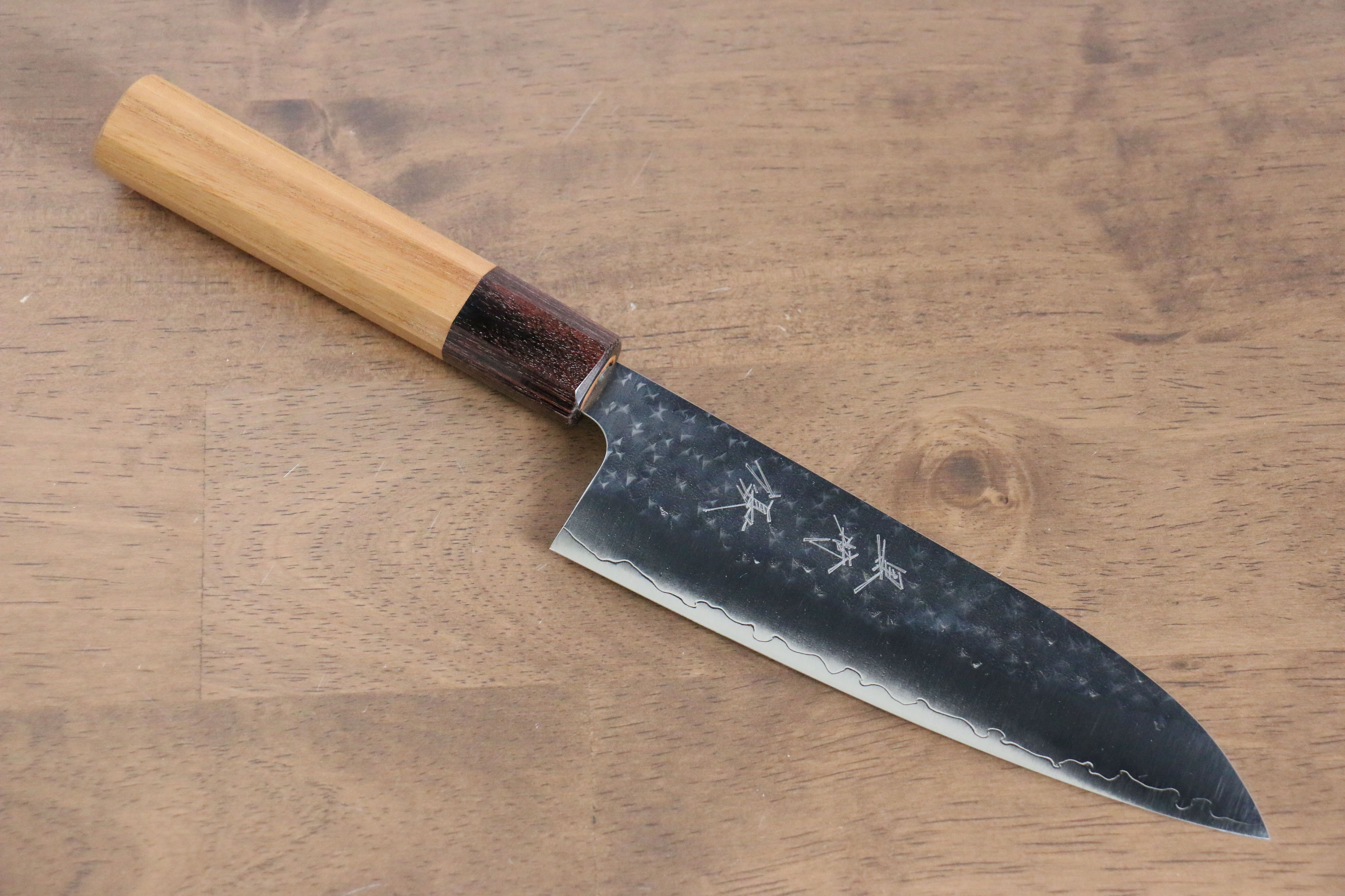 Yu Kurosaki Senko SG2 Hammered Small Santoku 150mm Keyaki Elm Handle - Seisuke Knife