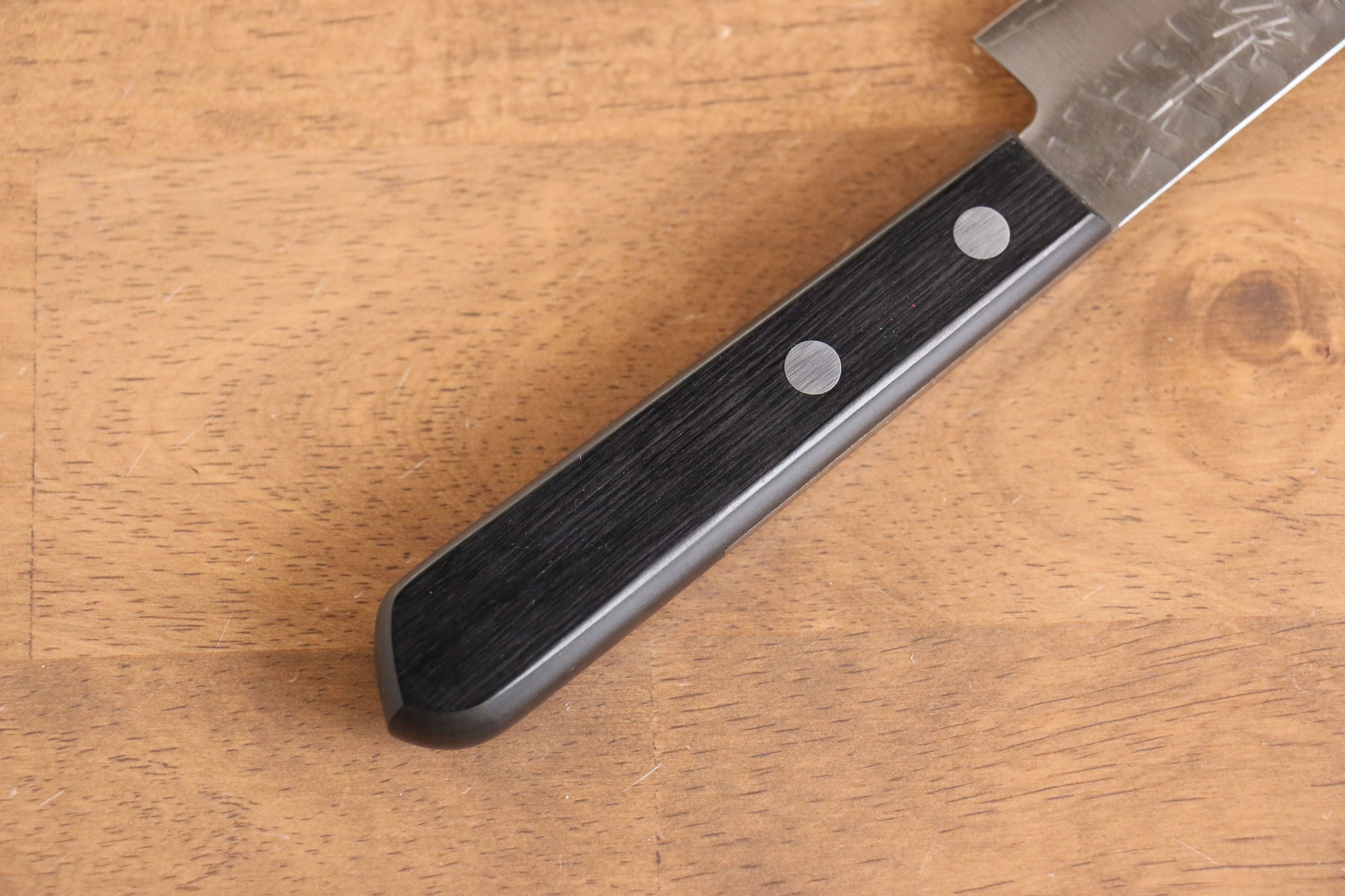 Nao Yamamoto Silver Steel No.3 Hammered Petty-Utility 160mm Black Pakkawood Handle - Seisuke Knife