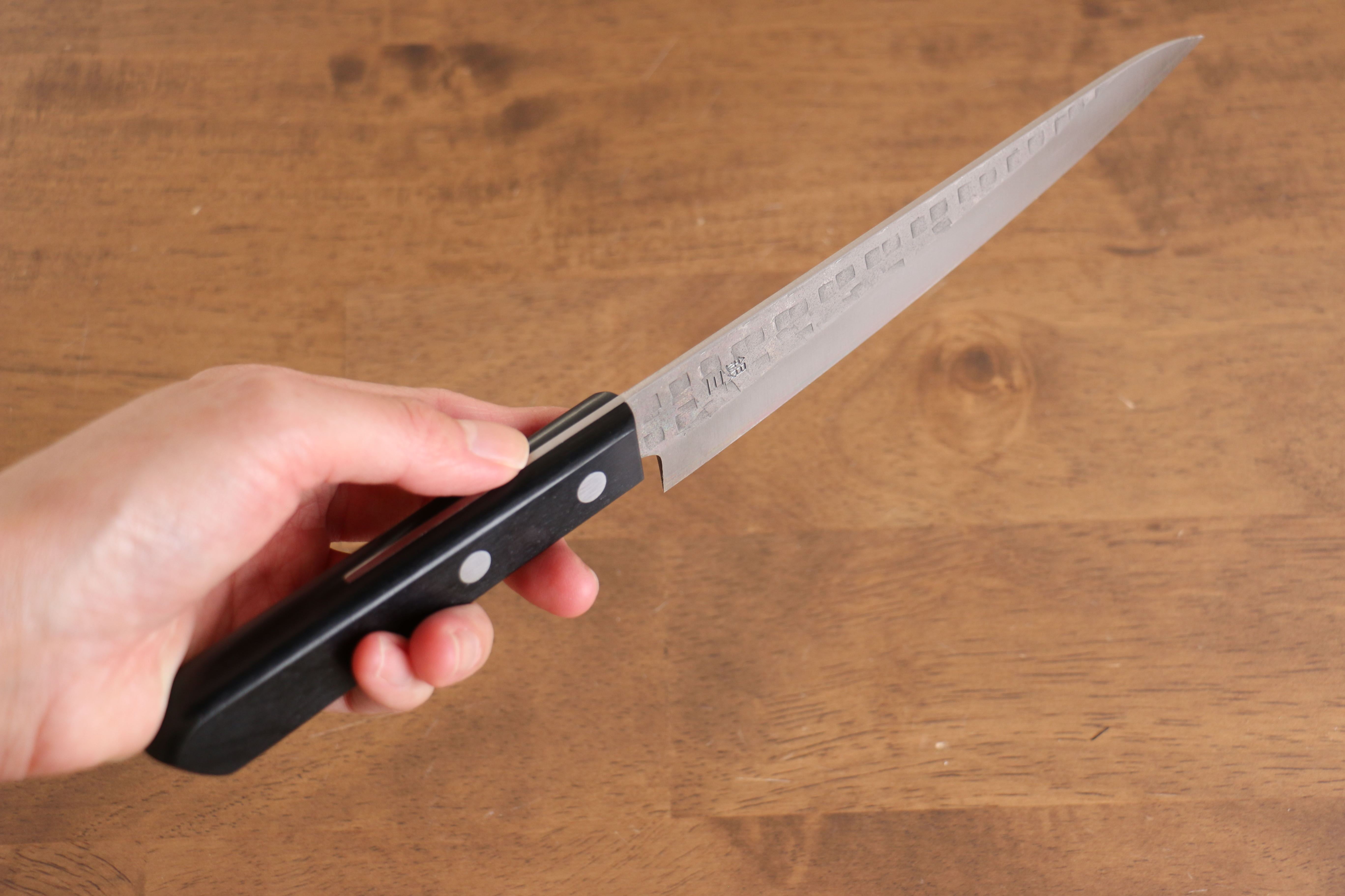 Nao Yamamoto Silver Steel No.3 Hammered Petty-Utility 160mm Black Pakkawood Handle - Seisuke Knife