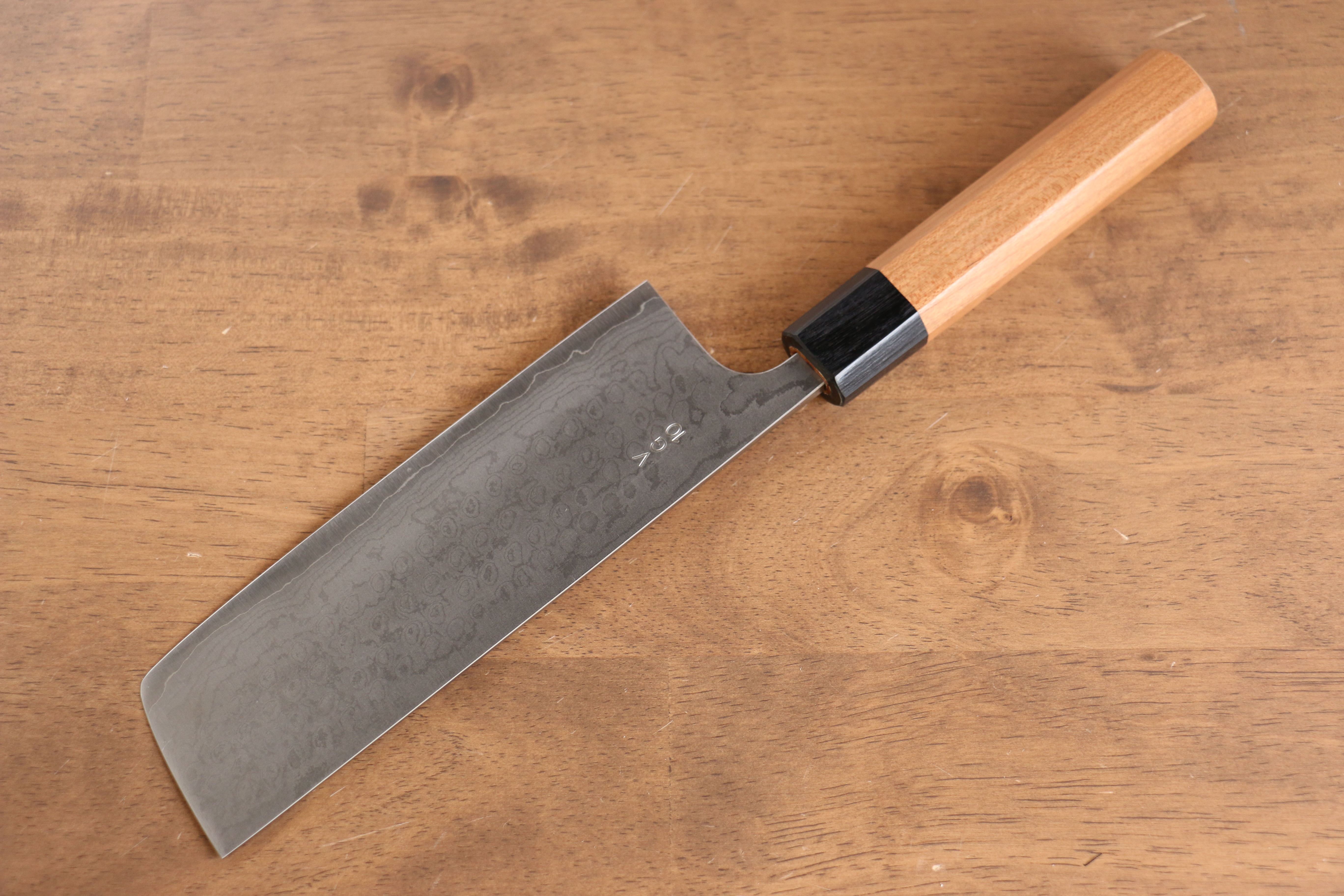 Nao Yamamoto VG10 Damascus Nakiri 165mm Cherry Wood Handle - Seisuke Knife