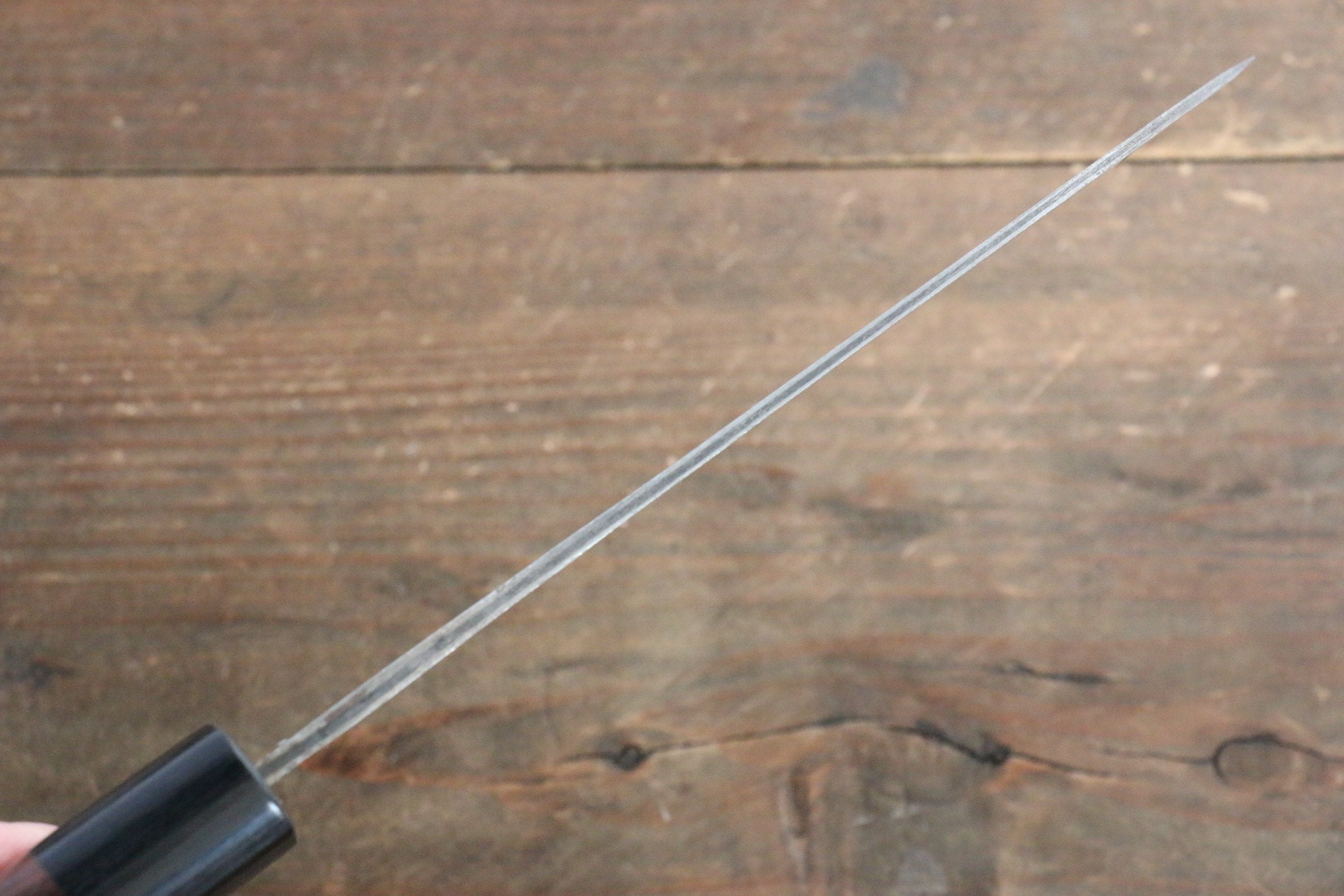Fujiwara Teruyasu White Steel No.1 Nashiji Santoku 165mm with shitan Handle - Seisuke Knife
