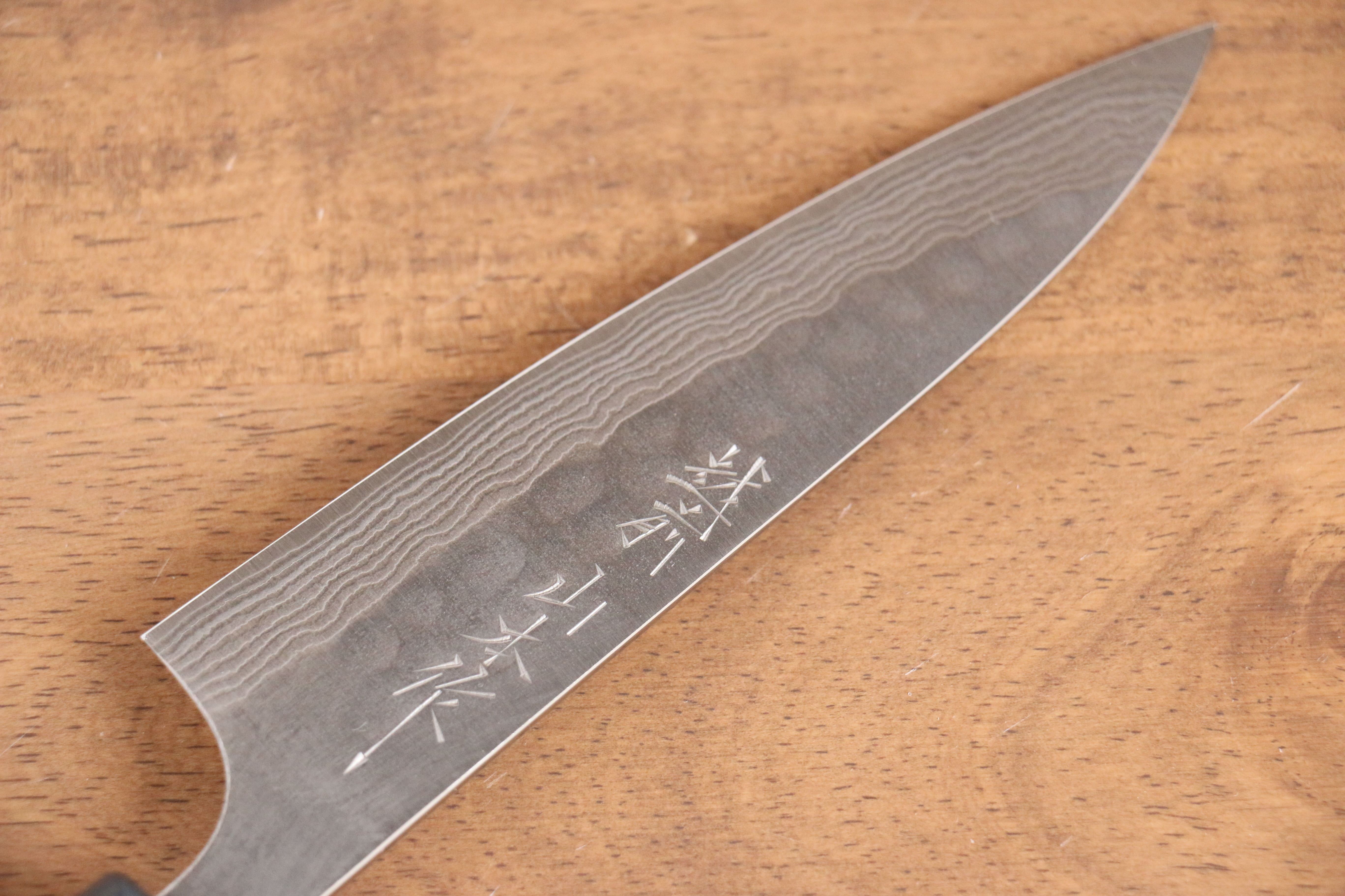 Nao Yamamoto Silver Steel No.3 Nashiji Hammered Damascus Petty-Utility 135mm Shitan Handle - Seisuke Knife