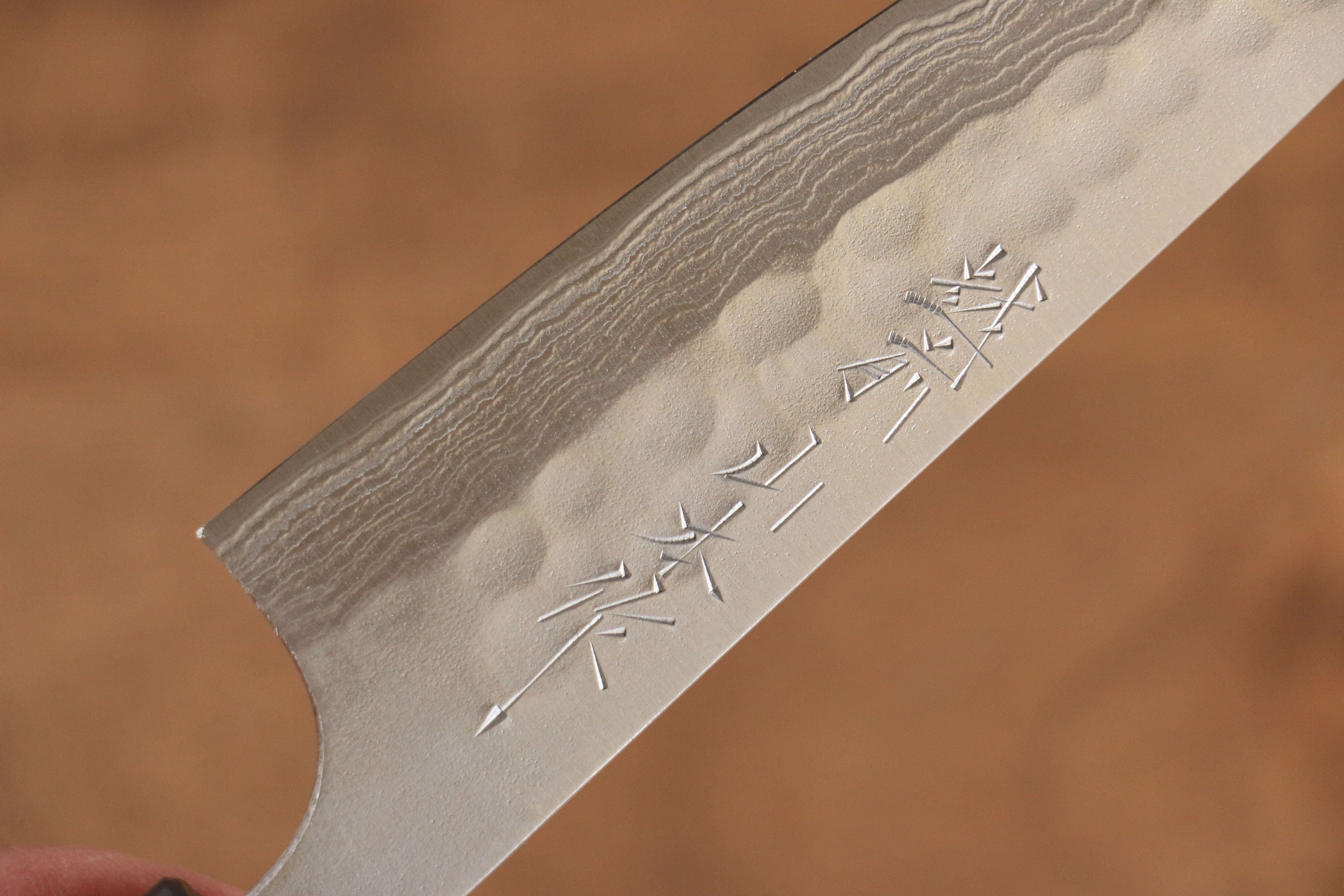 Nao Yamamoto Silver Steel No.3 Nashiji Hammered Damascus Petty-Utility 135mm Shitan Handle - Seisuke Knife
