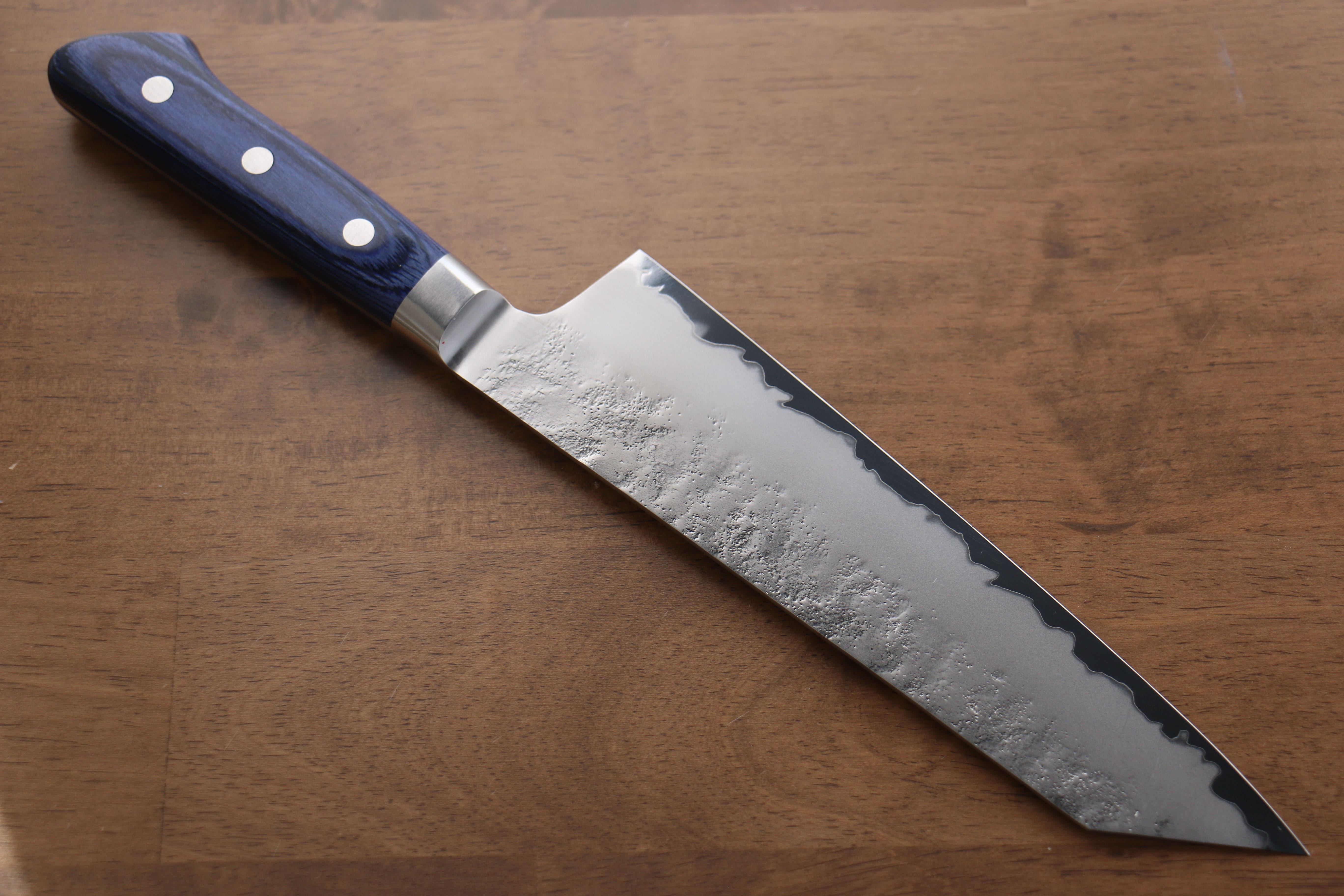 Seisuke Blue Steel No.2 Nashiji Kiritsuke Santoku 195mm Blue Pakka wood Handle - Seisuke Knife