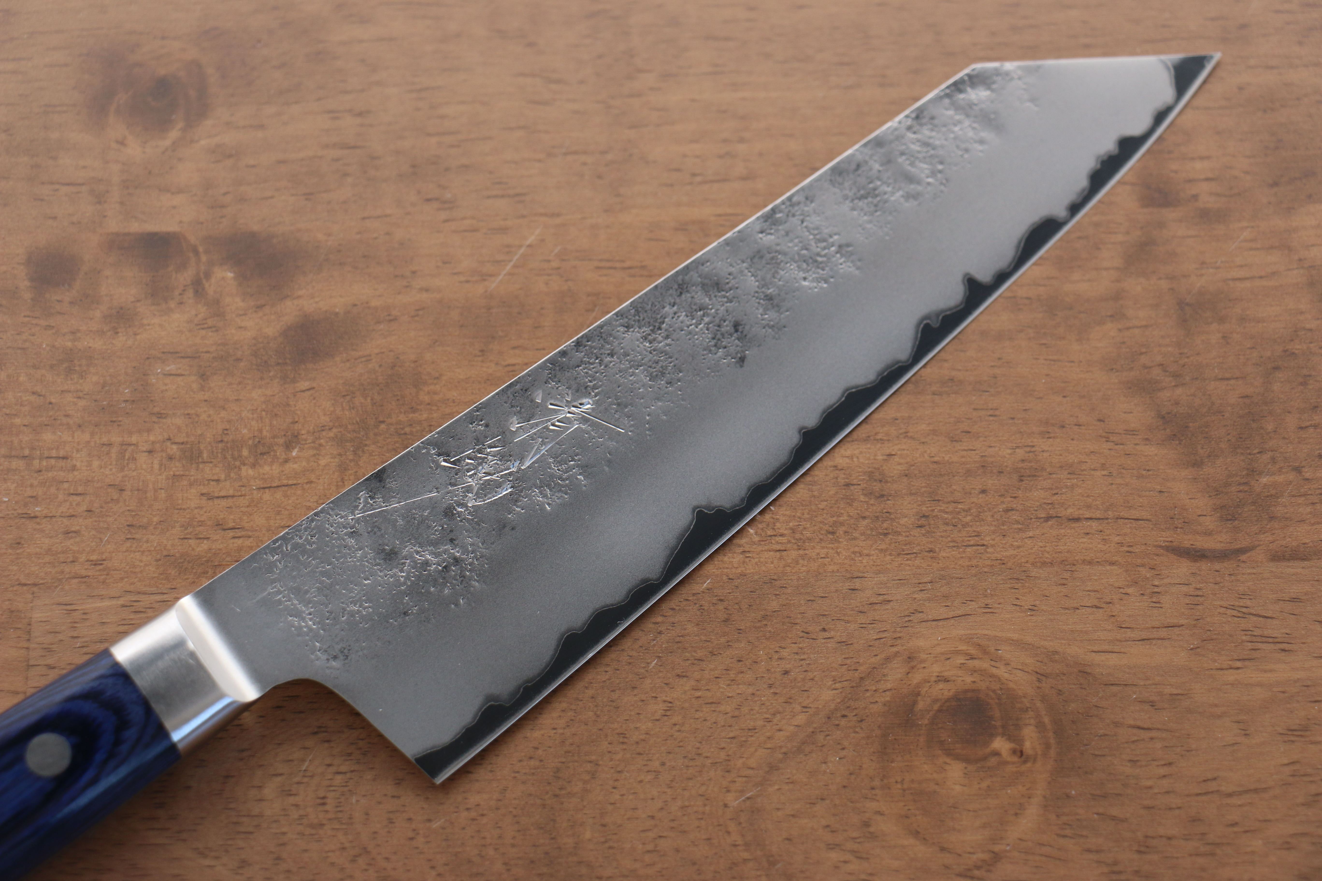 Seisuke Blue Steel No.2 Nashiji Kiritsuke Santoku 195mm Blue Pakka wood Handle - Seisuke Knife