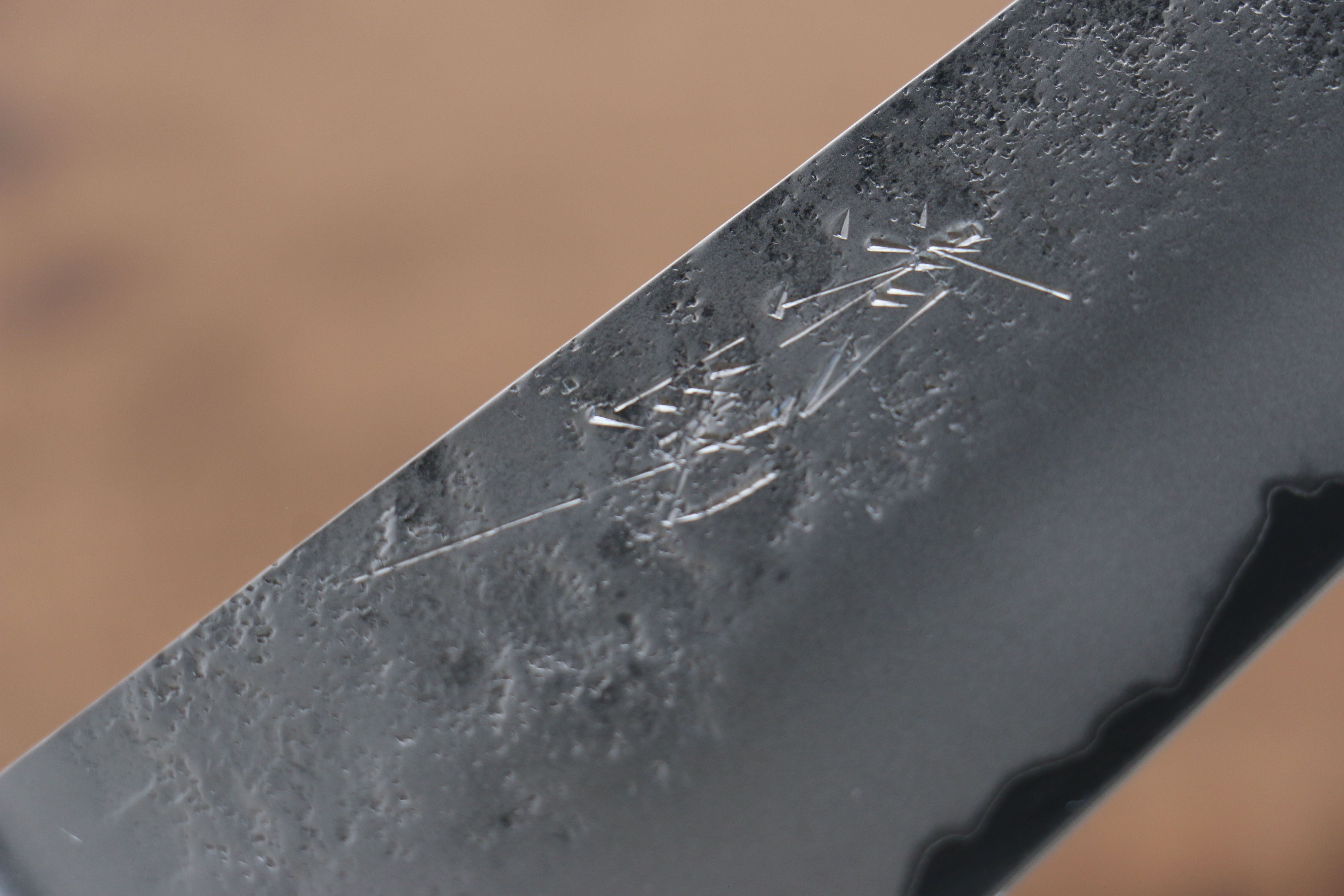 Seisuke Blue Steel No.2 Nashiji Kiritsuke Santoku 195mm Blue Pakka wood Handle - Seisuke Knife