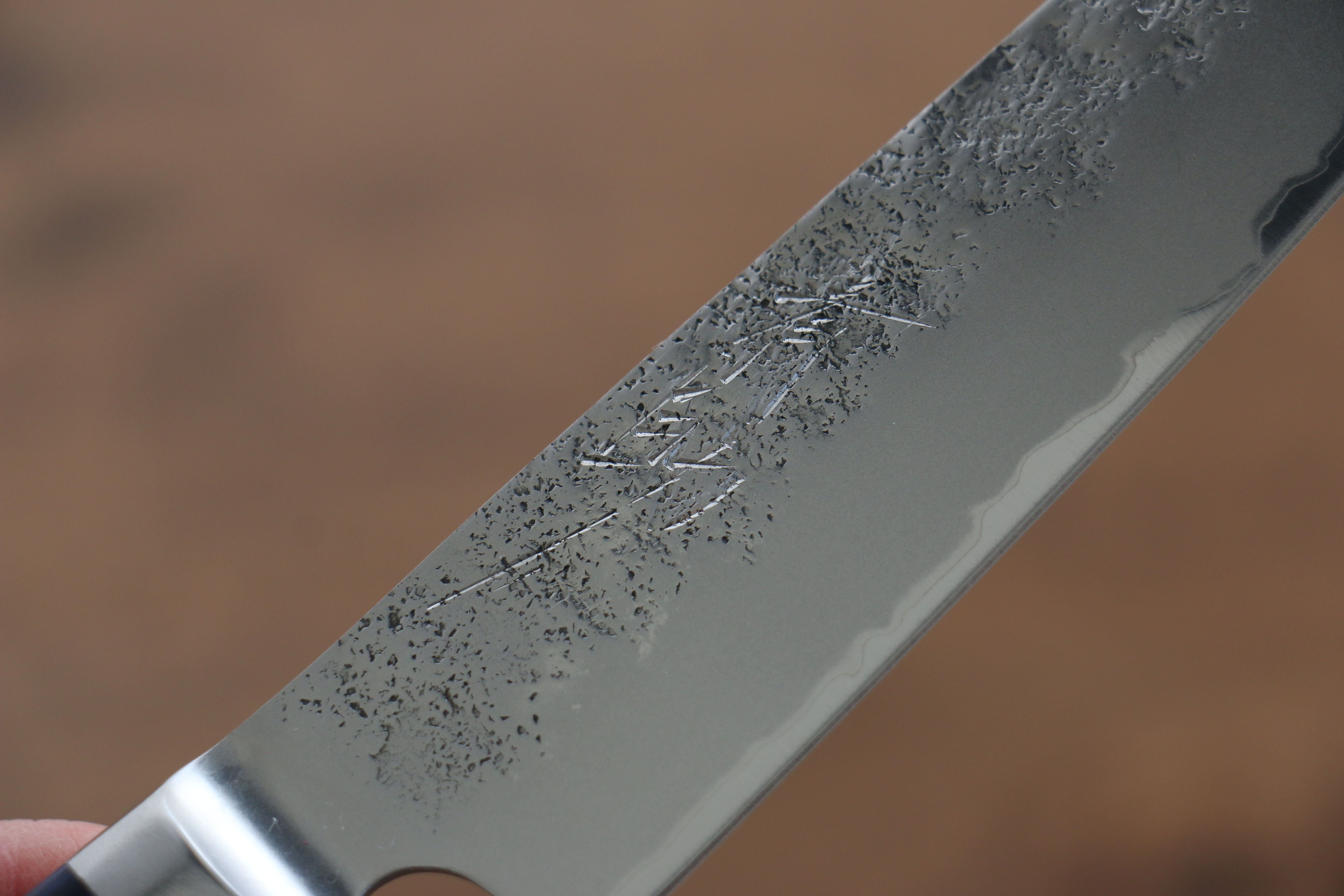 Seisuke Blue Steel No.2 Nashiji Kiritsuke Petty-Utility 145mm Blue Pakkawood Handle - Seisuke Knife