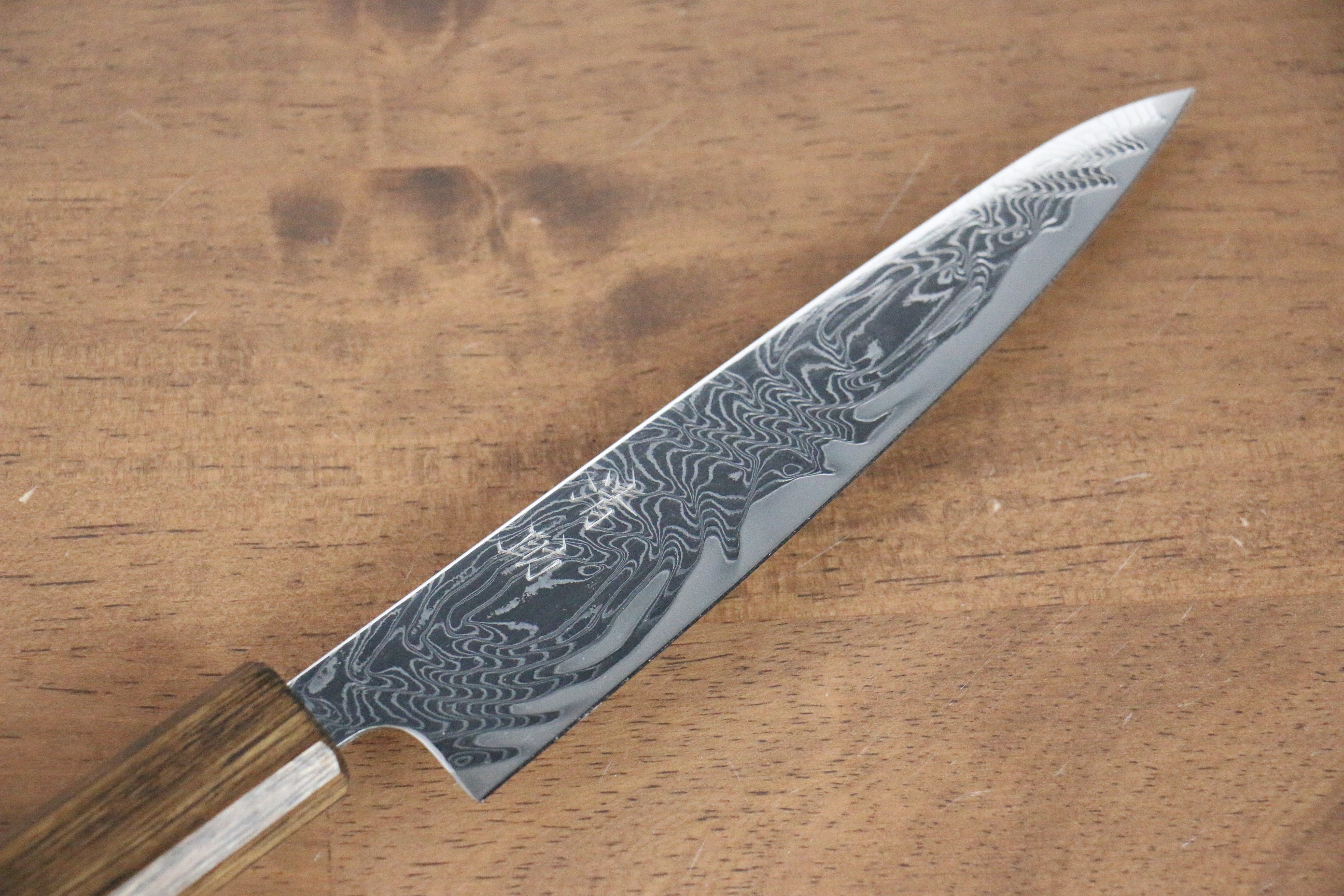 Seisuke Nami AUS10 Migaki Damascus Petty-Utility 135mm Oak Handle - Seisuke Knife