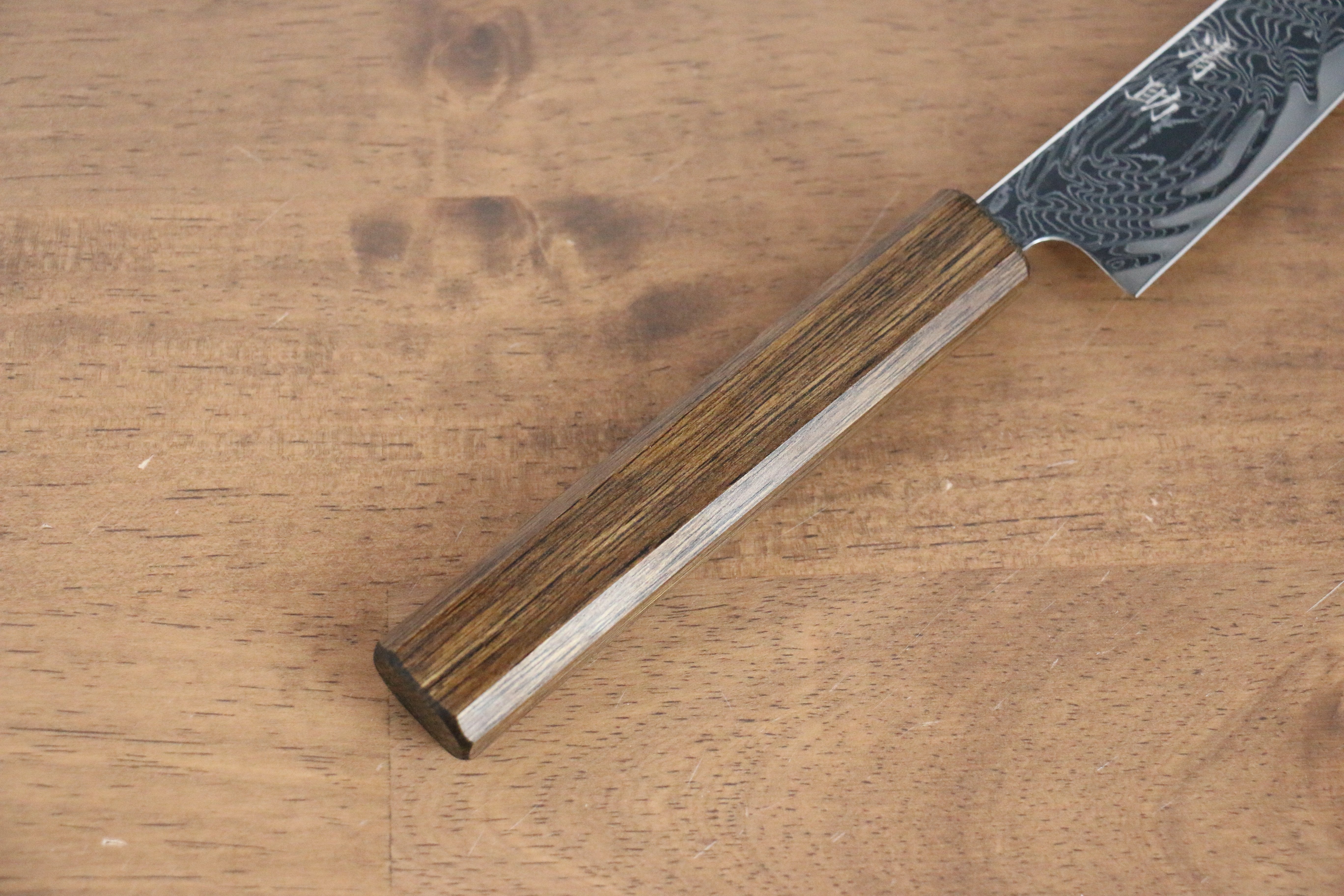 Seisuke Nami AUS10 Migaki Damascus Petty-Utility 135mm Oak Handle - Seisuke Knife