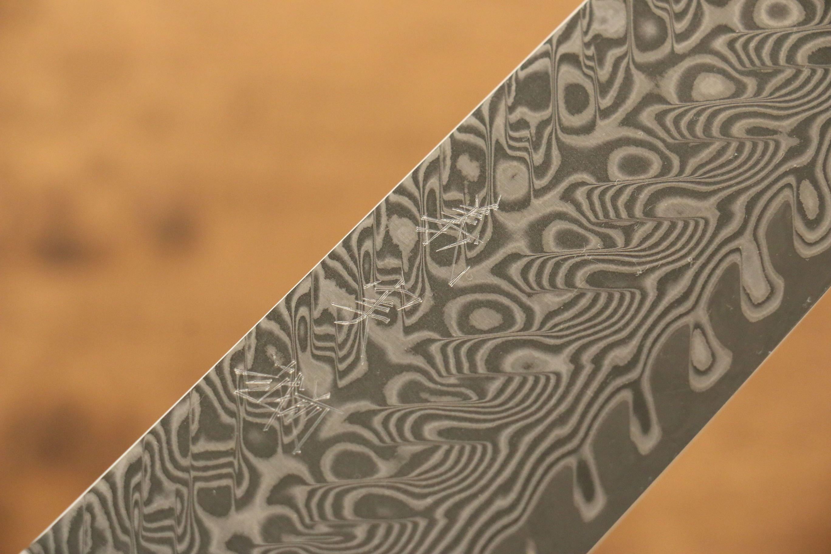 Yoshimi Kato SG2 Damascus Santoku 180mm Red and Black Pakkawood Handle - Seisuke Knife