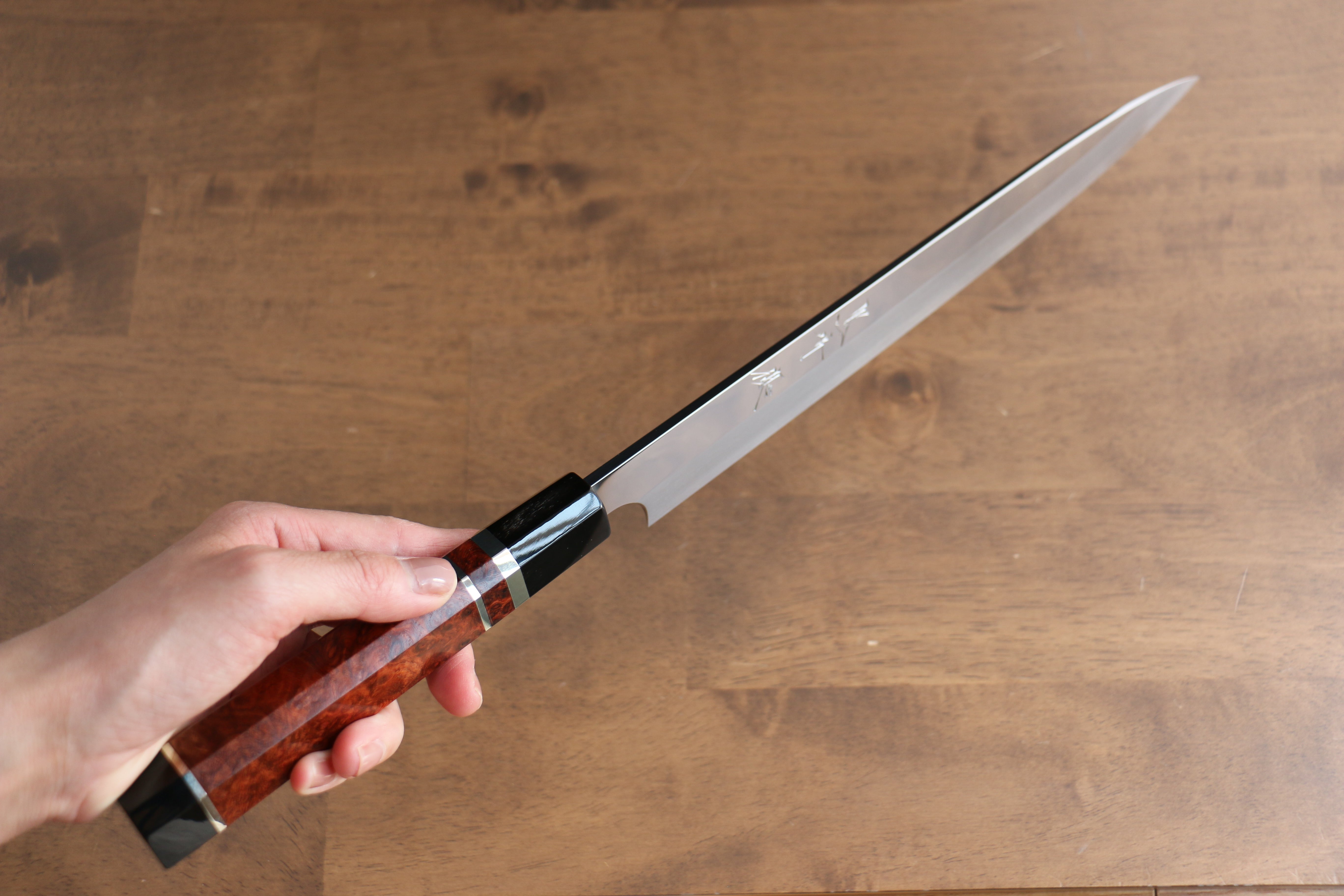 Yu Kurosaki Blue Steel No.2 Mirrored Finish Yanagiba 270mm Chinese Quince Handle - Seisuke Knife