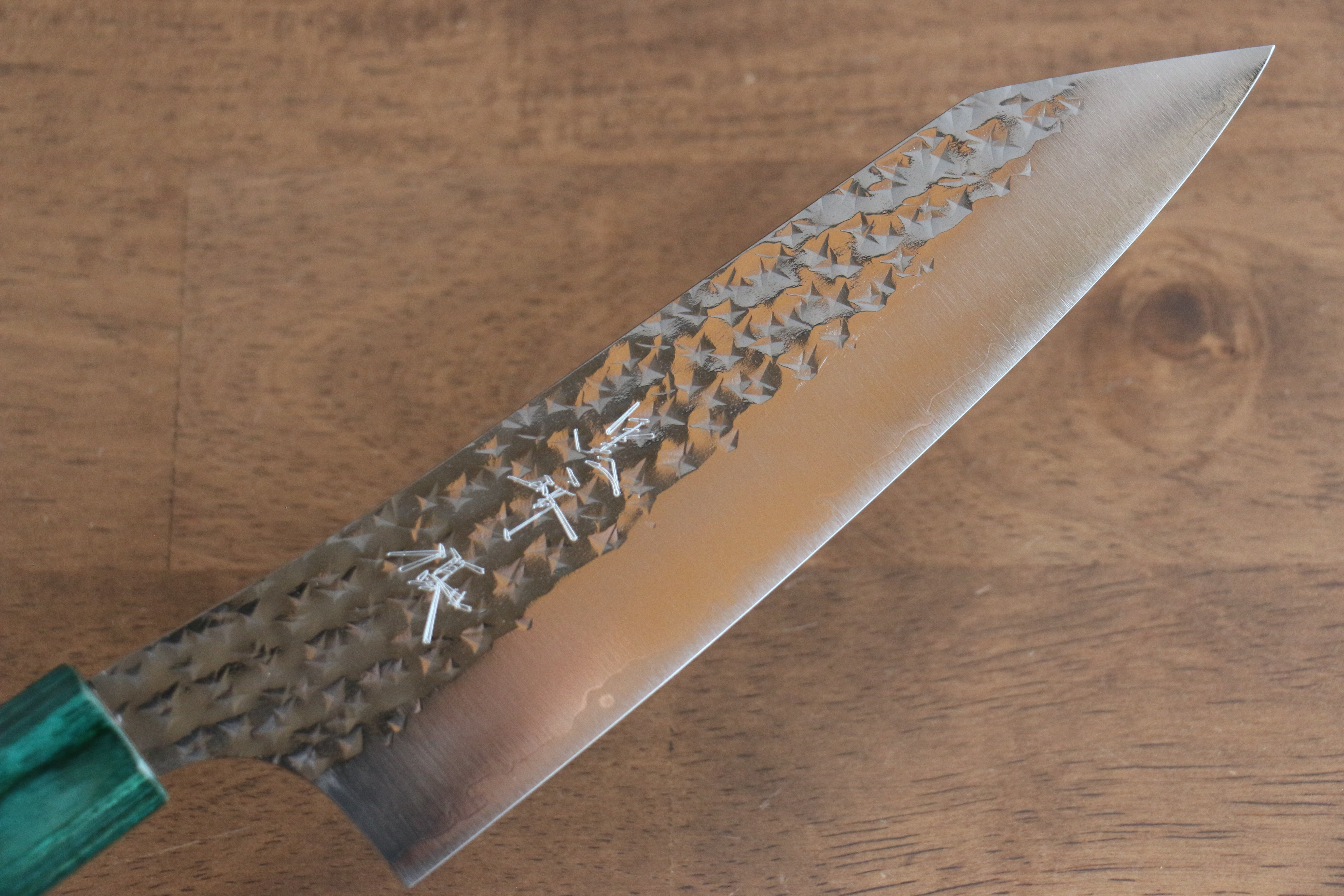 Yu Kurosaki Senko Ei SG2 Hammered Bunka 165mm Shitan (ferrule: Green Pakka wood) Handle - Seisuke Knife