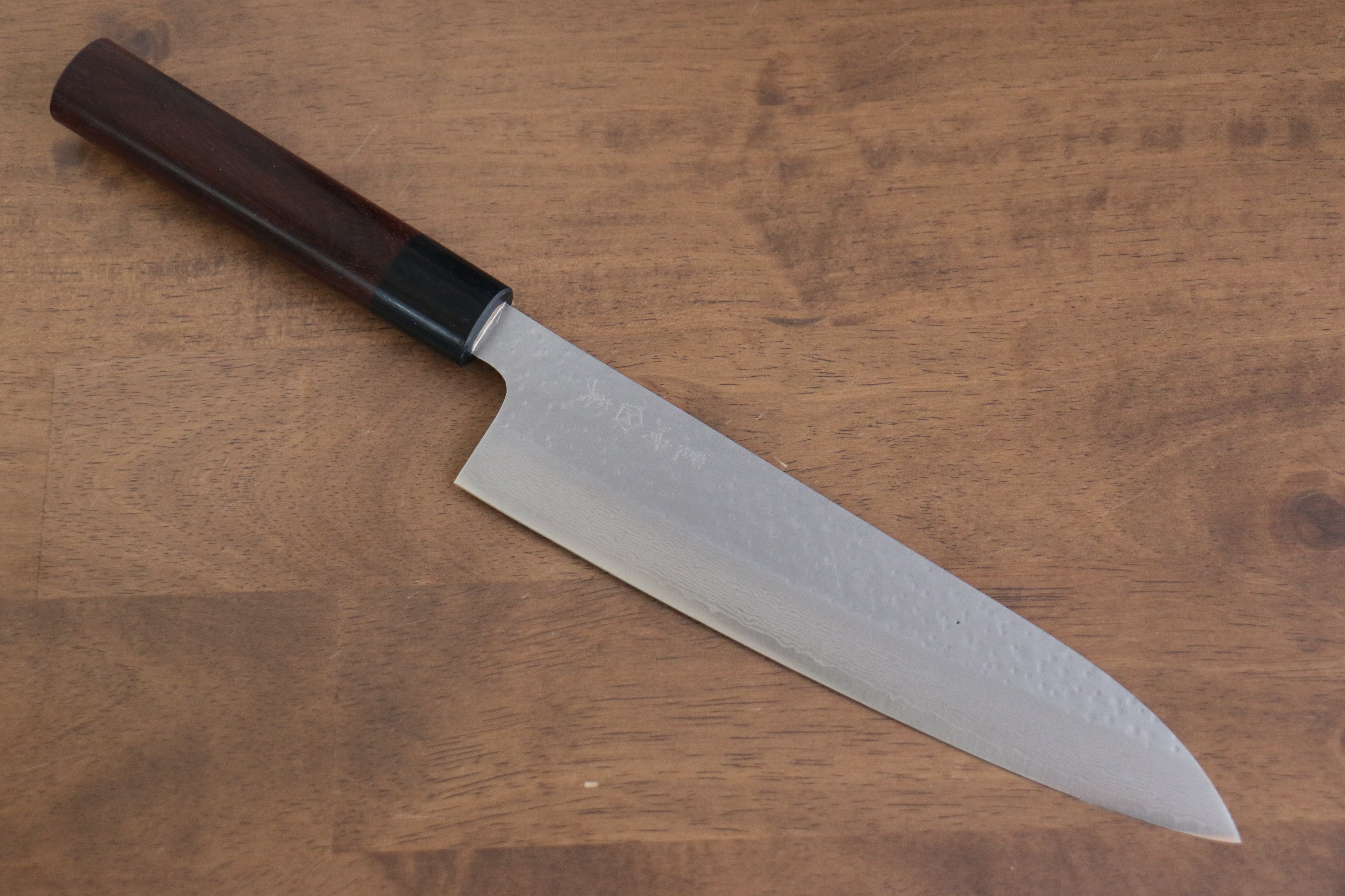 Makoto Kurosaki VG10 Maru Hammered Damascus Gyuto 210mm Shitan Handle - Seisuke Knife