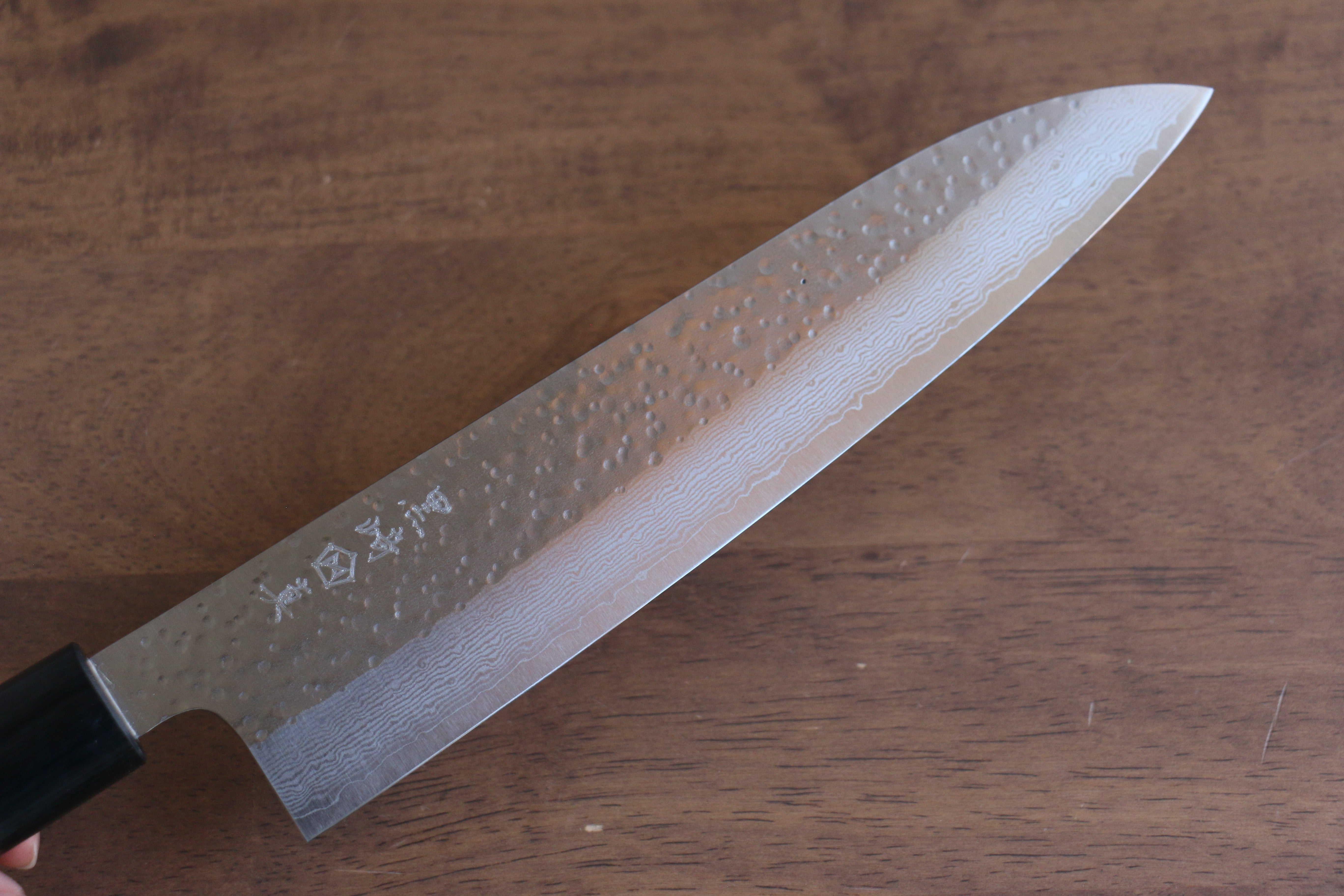 Makoto Kurosaki VG10 Maru Hammered Damascus Gyuto 210mm Shitan Handle - Seisuke Knife