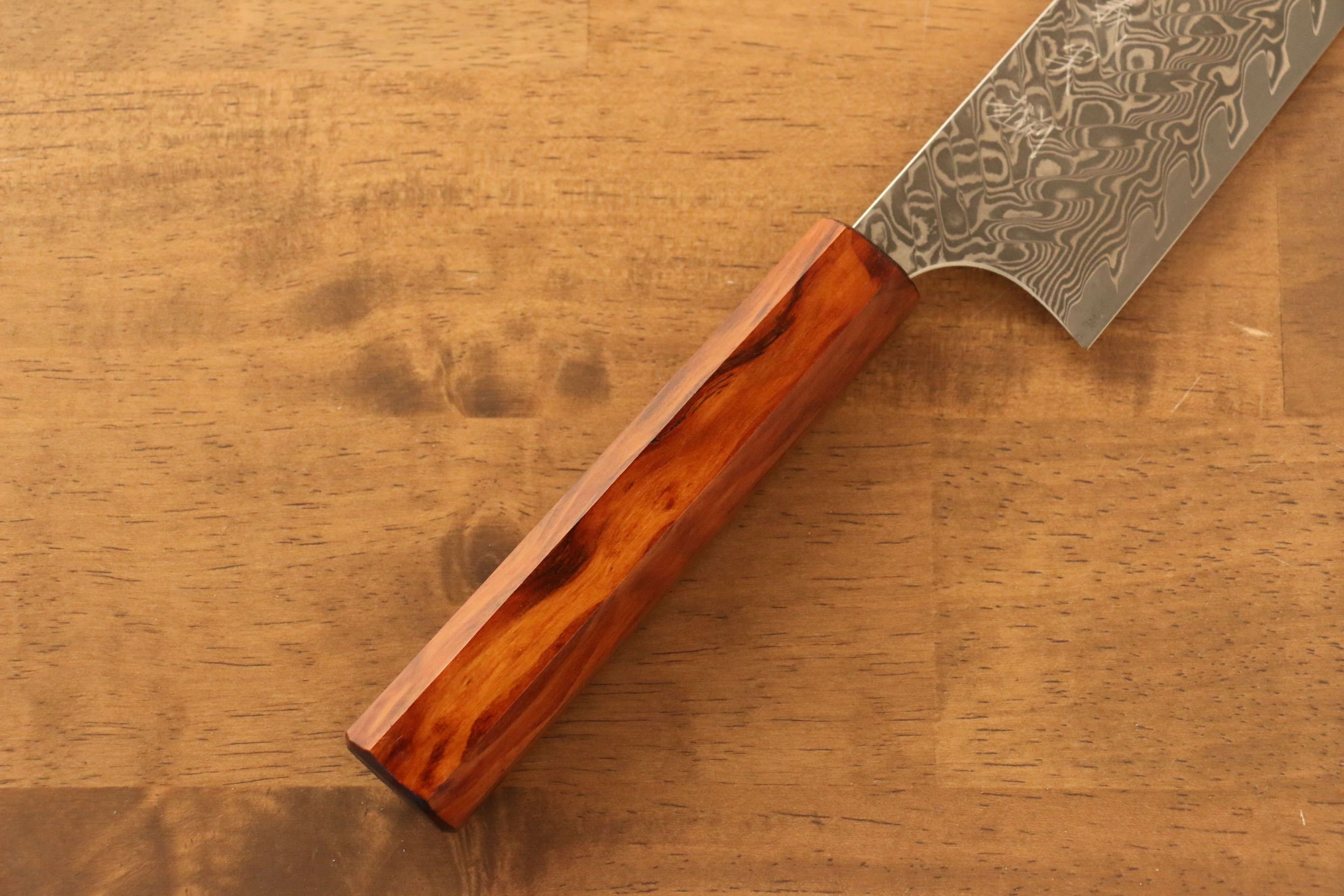Yoshimi Kato SG2 Damascus Gyuto 210mm Lacquered Sugi Cedar Wood Handle - Seisuke Knife