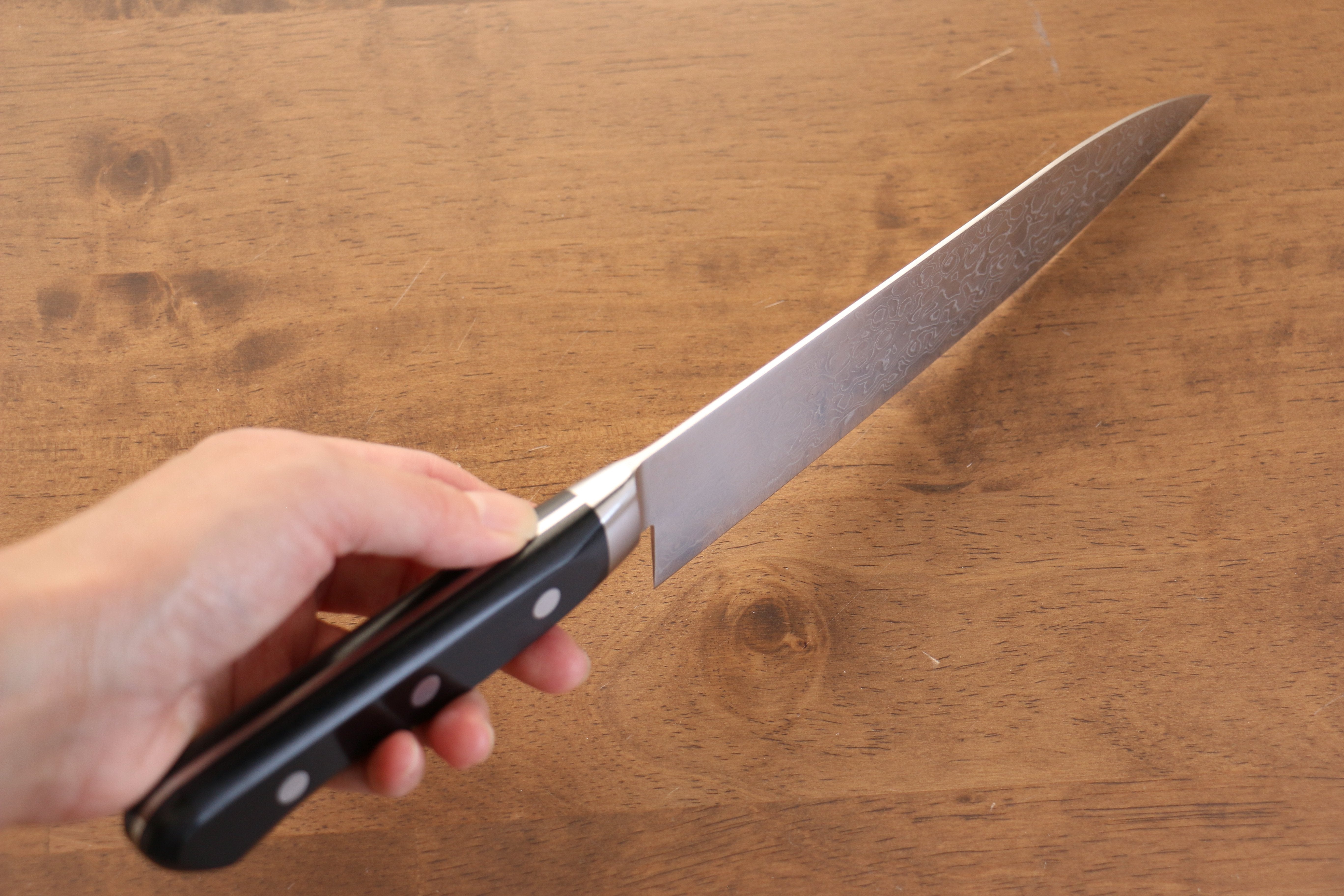 Seisuke Kagami AUS10 Mirrored Finish Damascus Gyuto 180mm Black Pakka wood Handle - Seisuke Knife